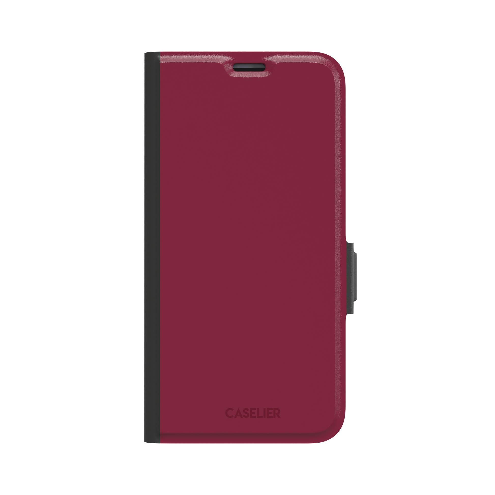 Solid dark crimson matte phone case color variant, phone case by Caselier — wallet case, front view