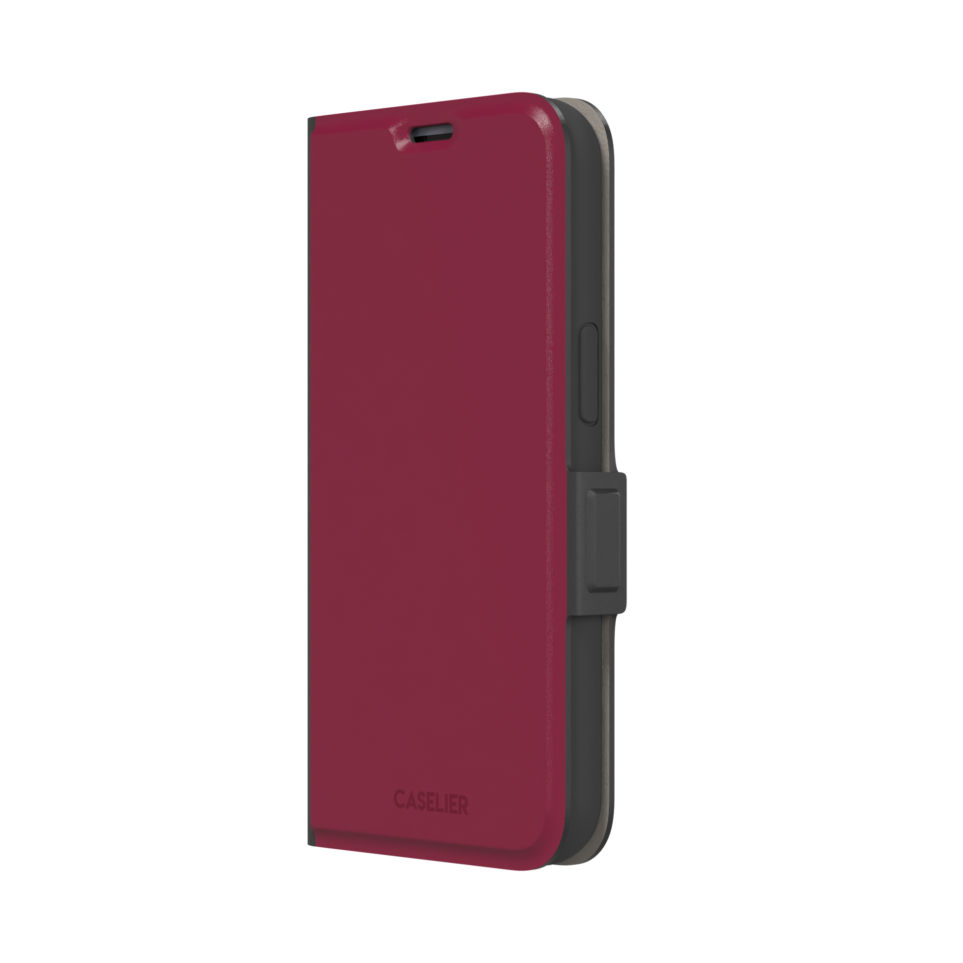 Solid dark crimson matte phone case color variant, phone case by Caselier — wallet case, right view