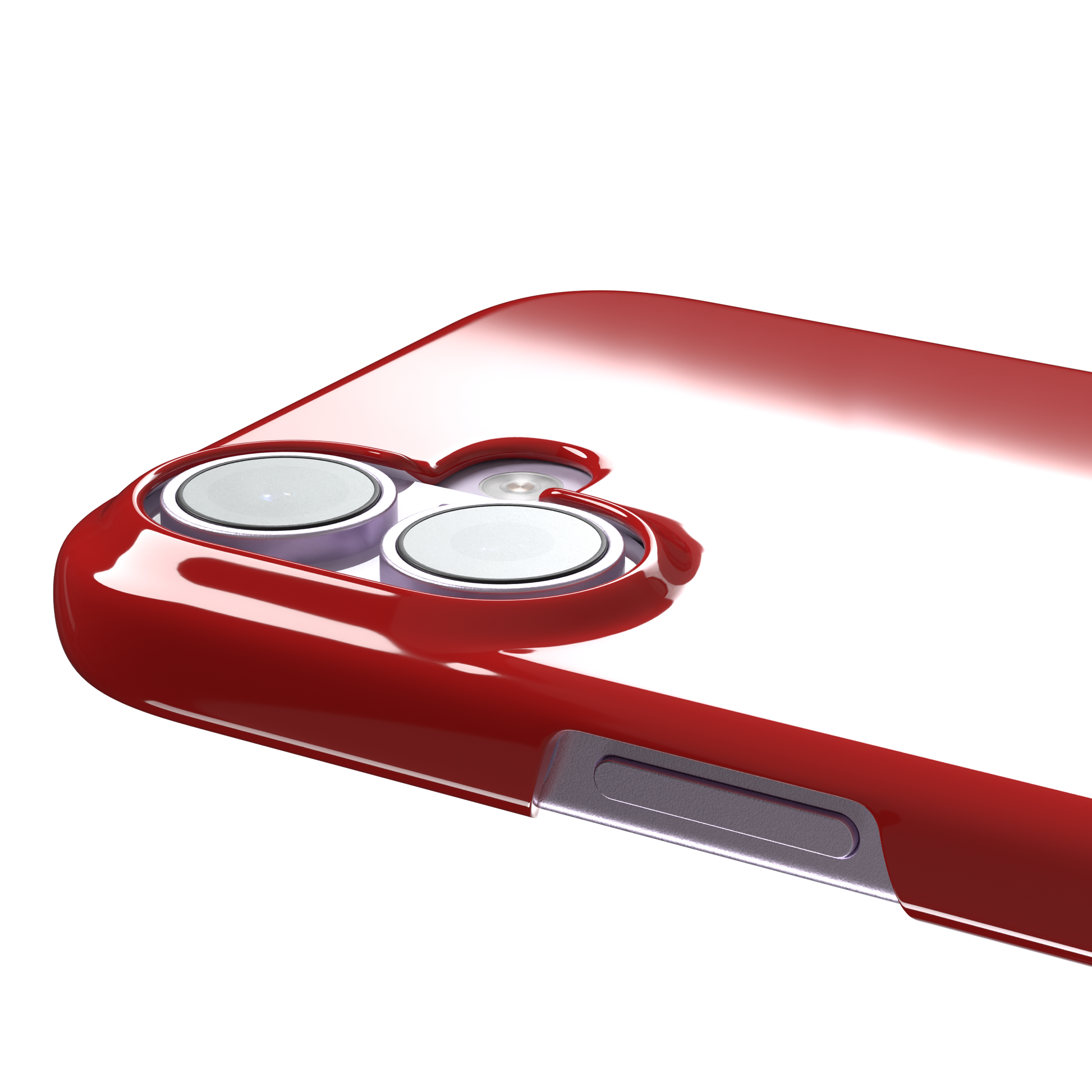 Solid vivid red matte phone case, phone case by Caselier — snap case, volume buttons detail