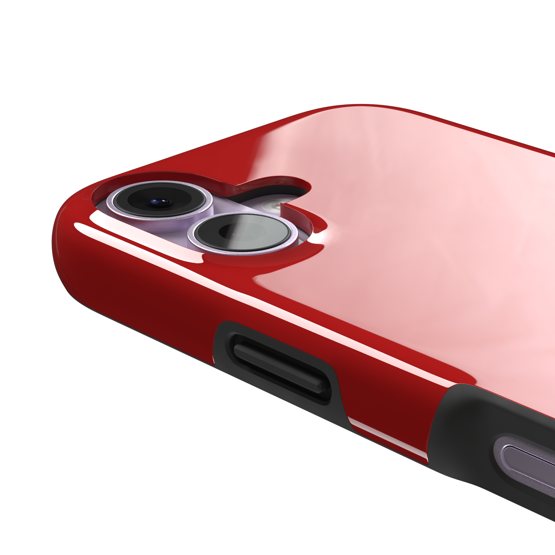 Solid vivid red matte phone case, phone case by Caselier — tough case, volume buttons detail
