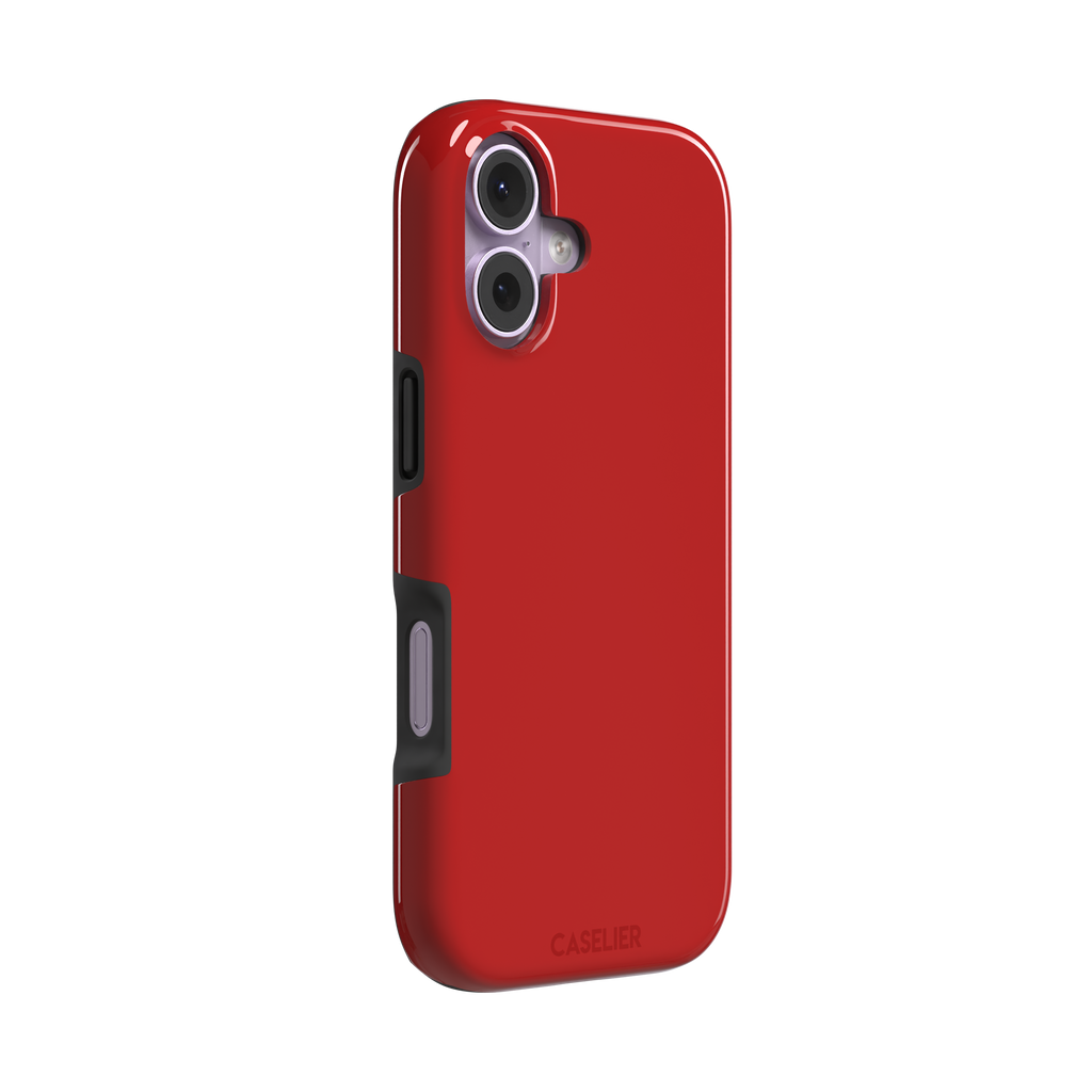 Solid vivid red matte phone case, phone case by Caselier — tough case, left view