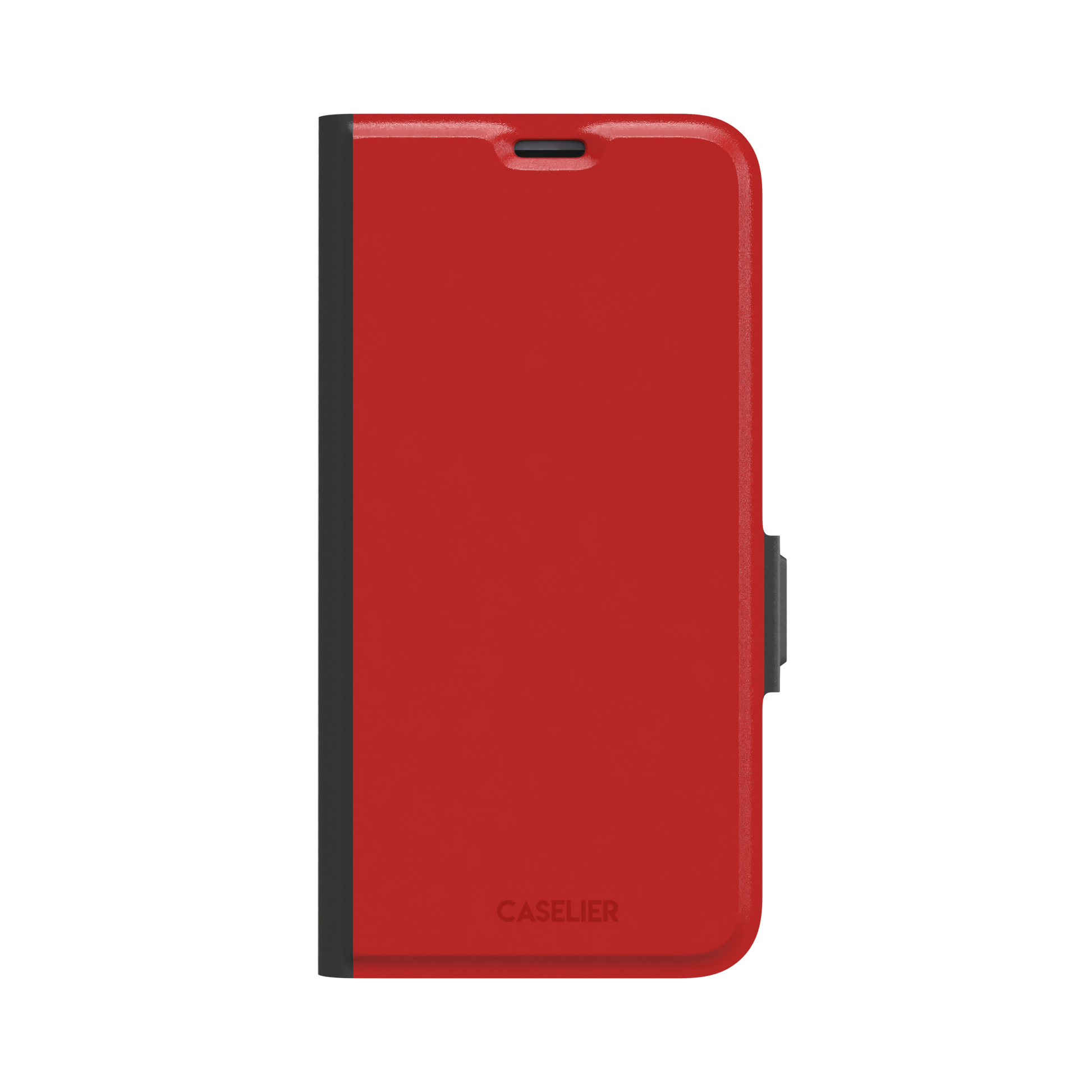 Solid vivid red matte phone case, phone case by Caselier — wallet case, front view