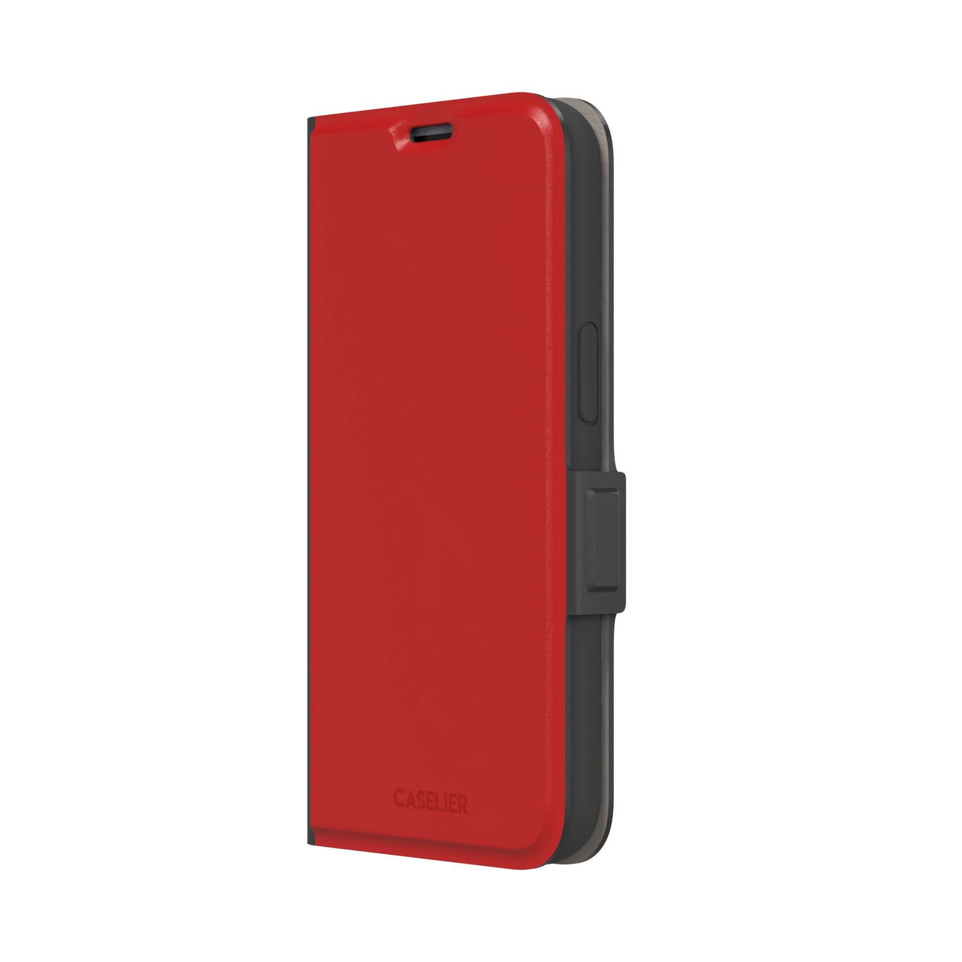 Solid vivid red matte phone case, phone case by Caselier — wallet case, right view