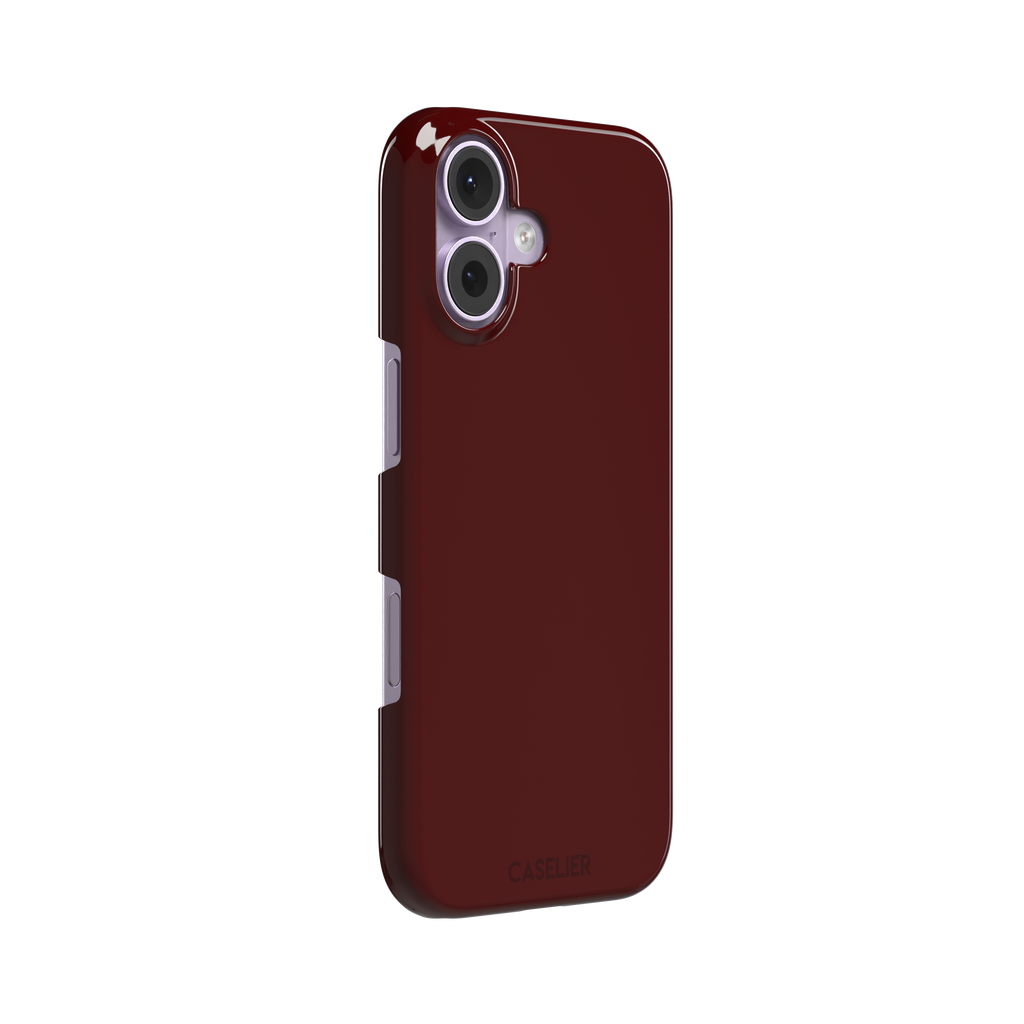 Solid very dark maroon matte phone case color variant, phone case by Caselier — snap case, left view