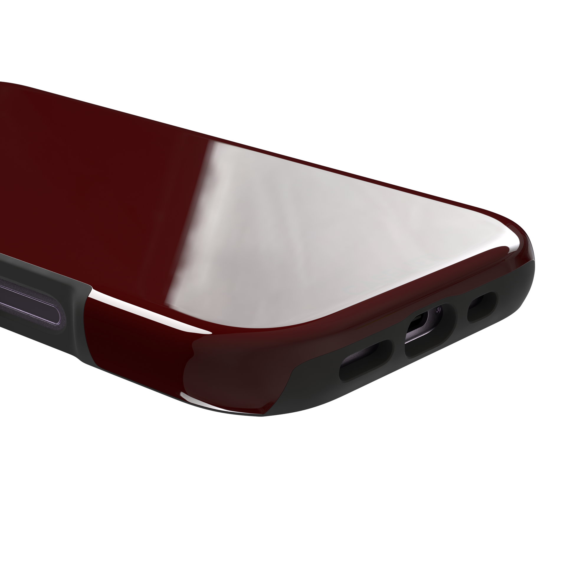 Solid very dark maroon matte phone case color variant, phone case by Caselier — tough case, charging port detail