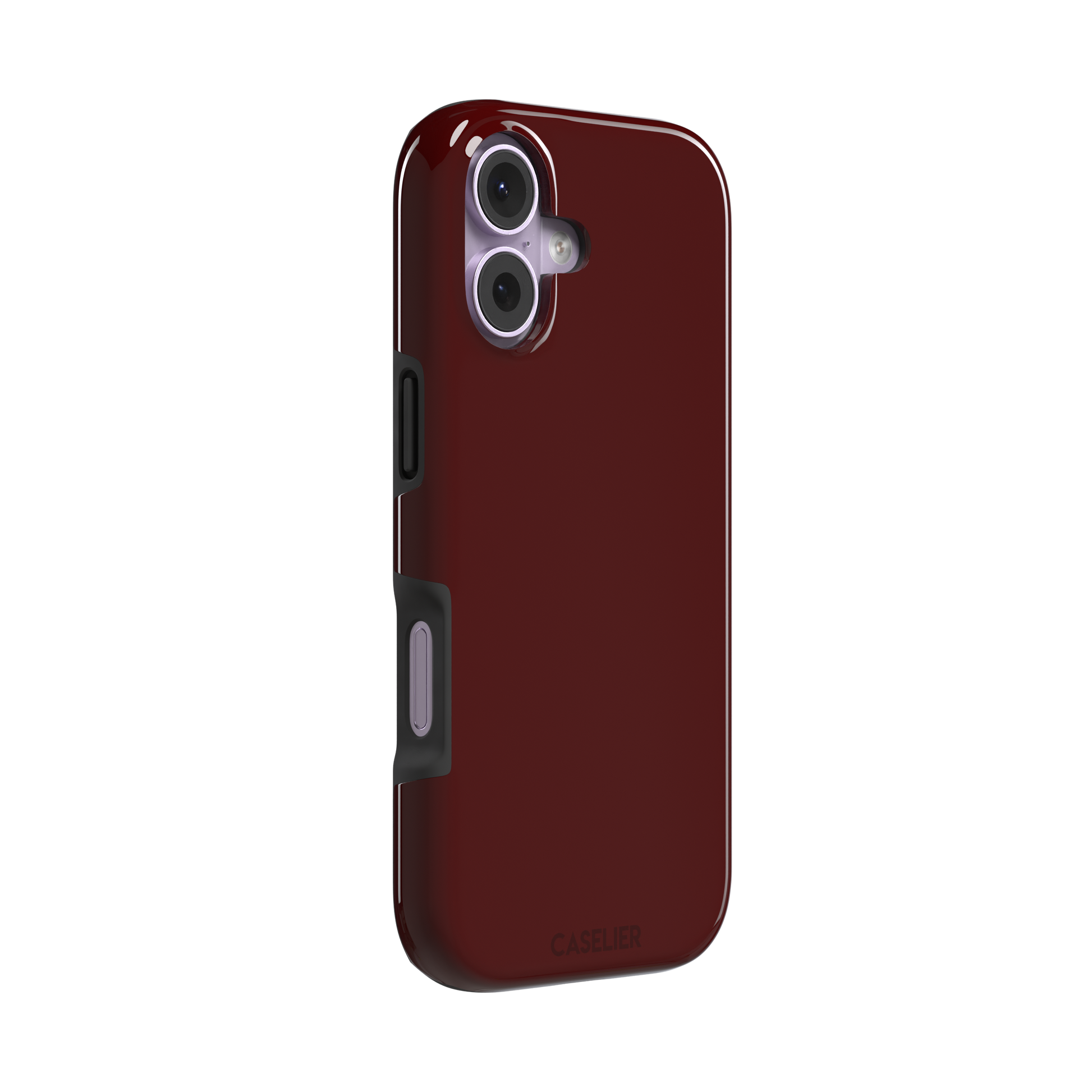 Solid very dark maroon matte phone case color variant, phone case by Caselier — tough case, left view
