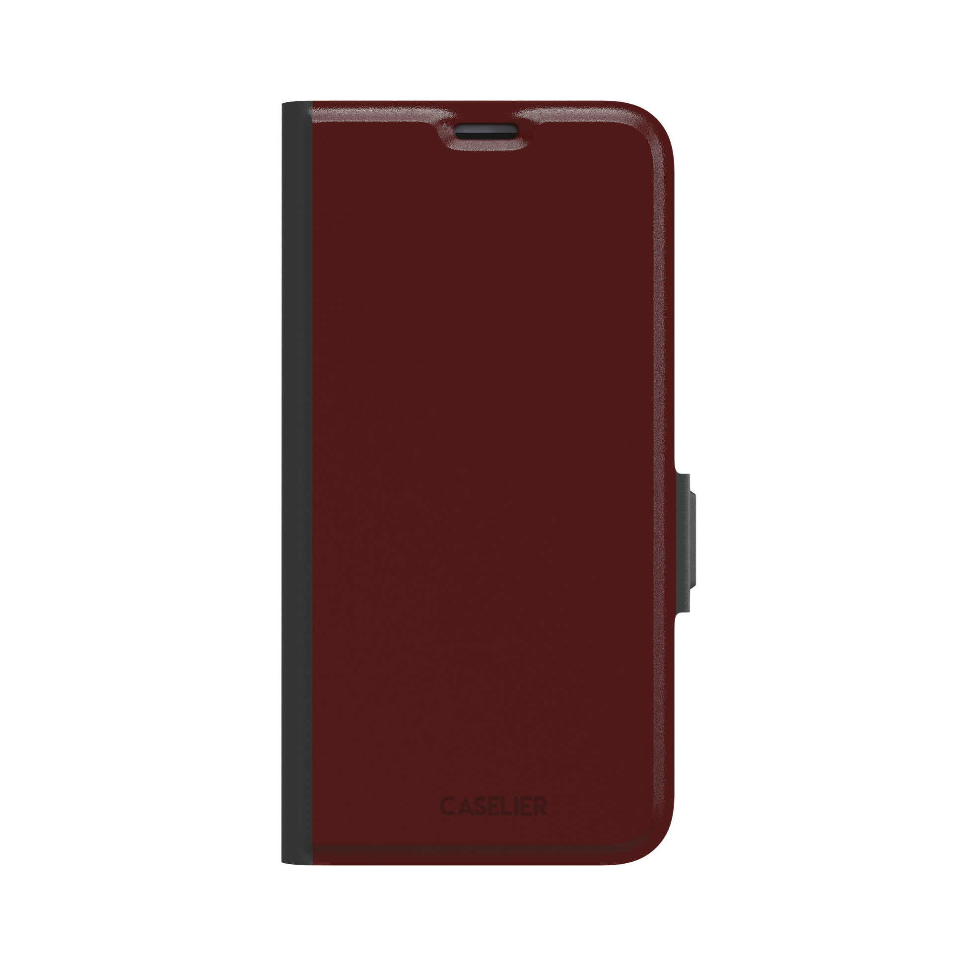 Solid very dark maroon matte phone case color variant, phone case by Caselier — wallet case, front view