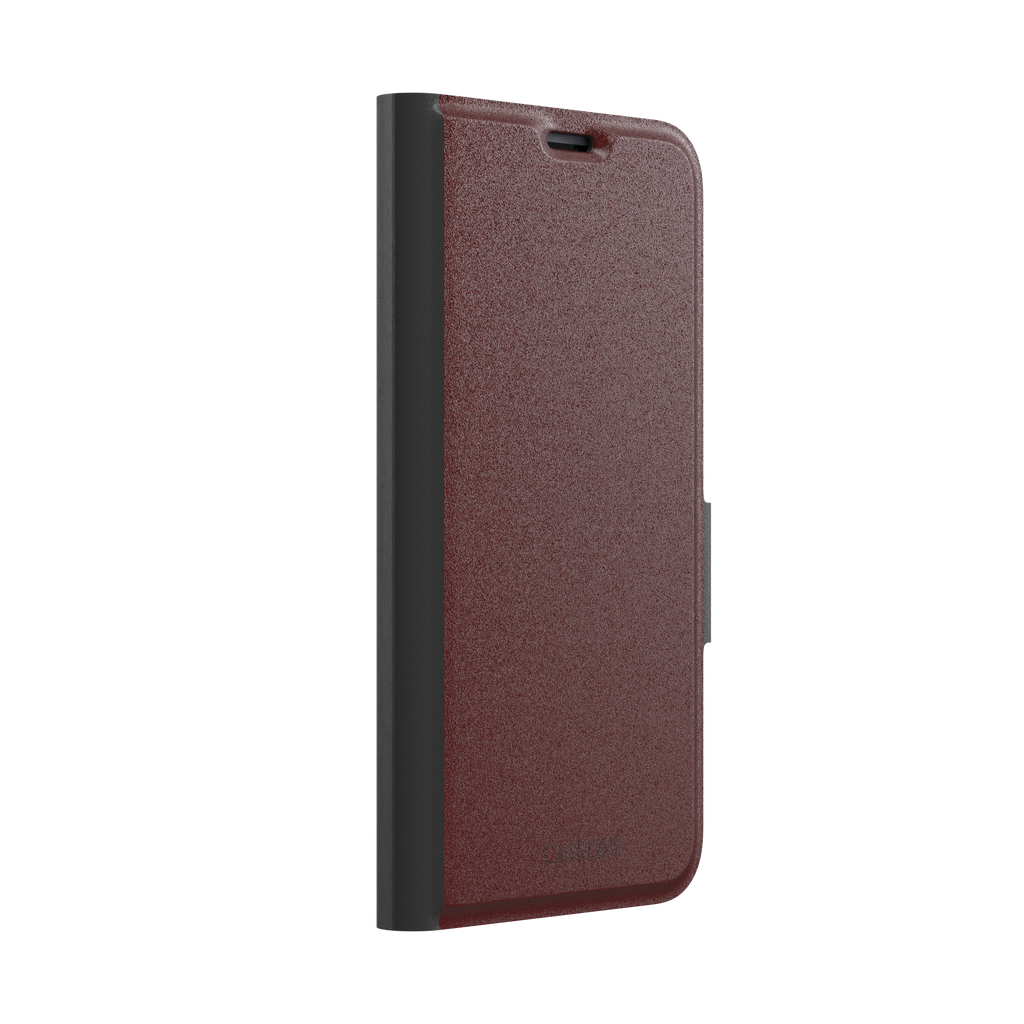 Solid very dark maroon matte phone case color variant, phone case by Caselier — wallet case, left view
