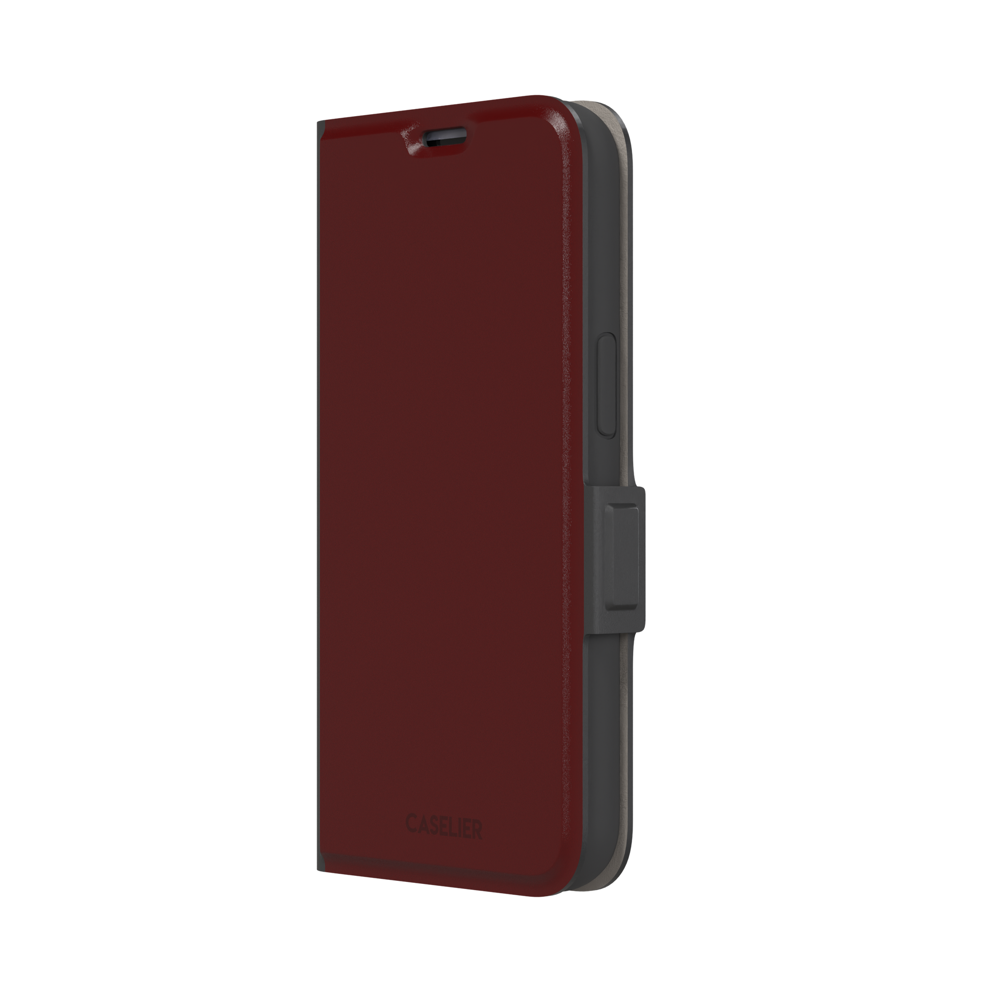 Solid very dark maroon matte phone case color variant, phone case by Caselier — wallet case, right view