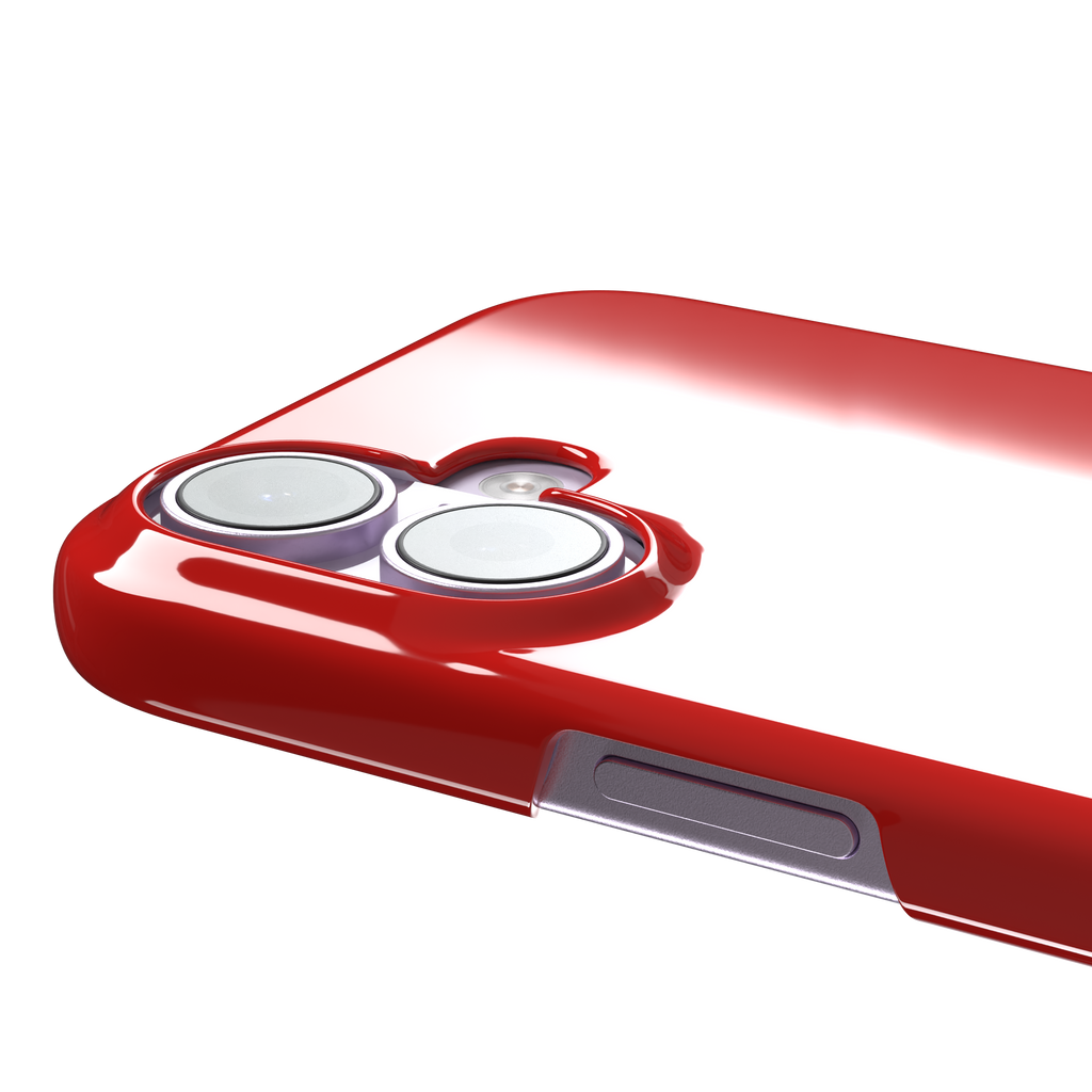 Solid classic red matte phone case color variant, phone case by Caselier — snap case, volume buttons detail