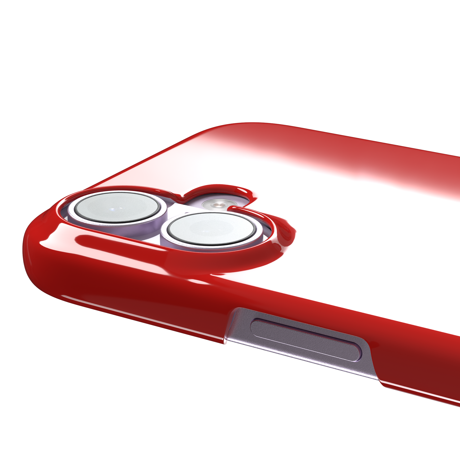 Solid classic red matte phone case color variant, phone case by Caselier — snap case, volume buttons detail