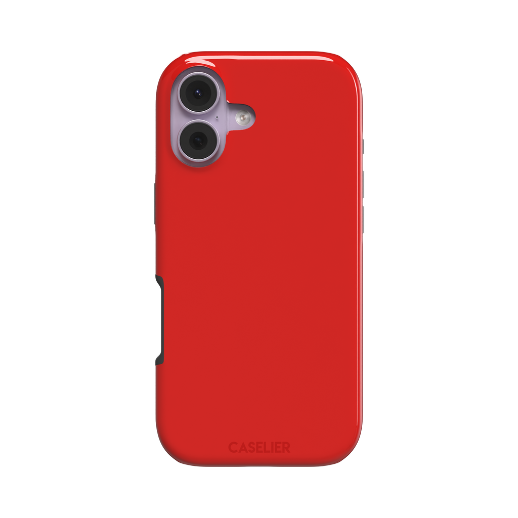 Solid classic red matte phone case color variant, phone case by Caselier — tough case, front view