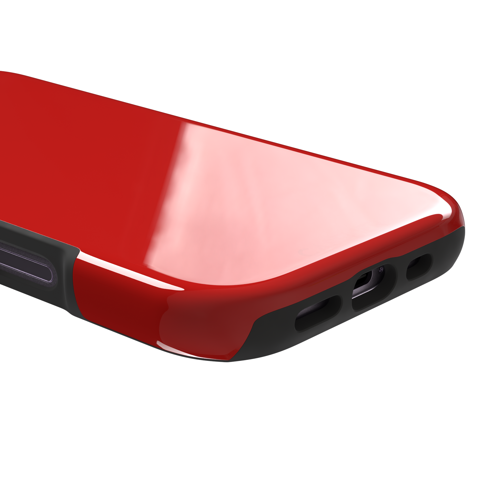 Solid classic red matte phone case color variant, phone case by Caselier — tough case, charging port detail