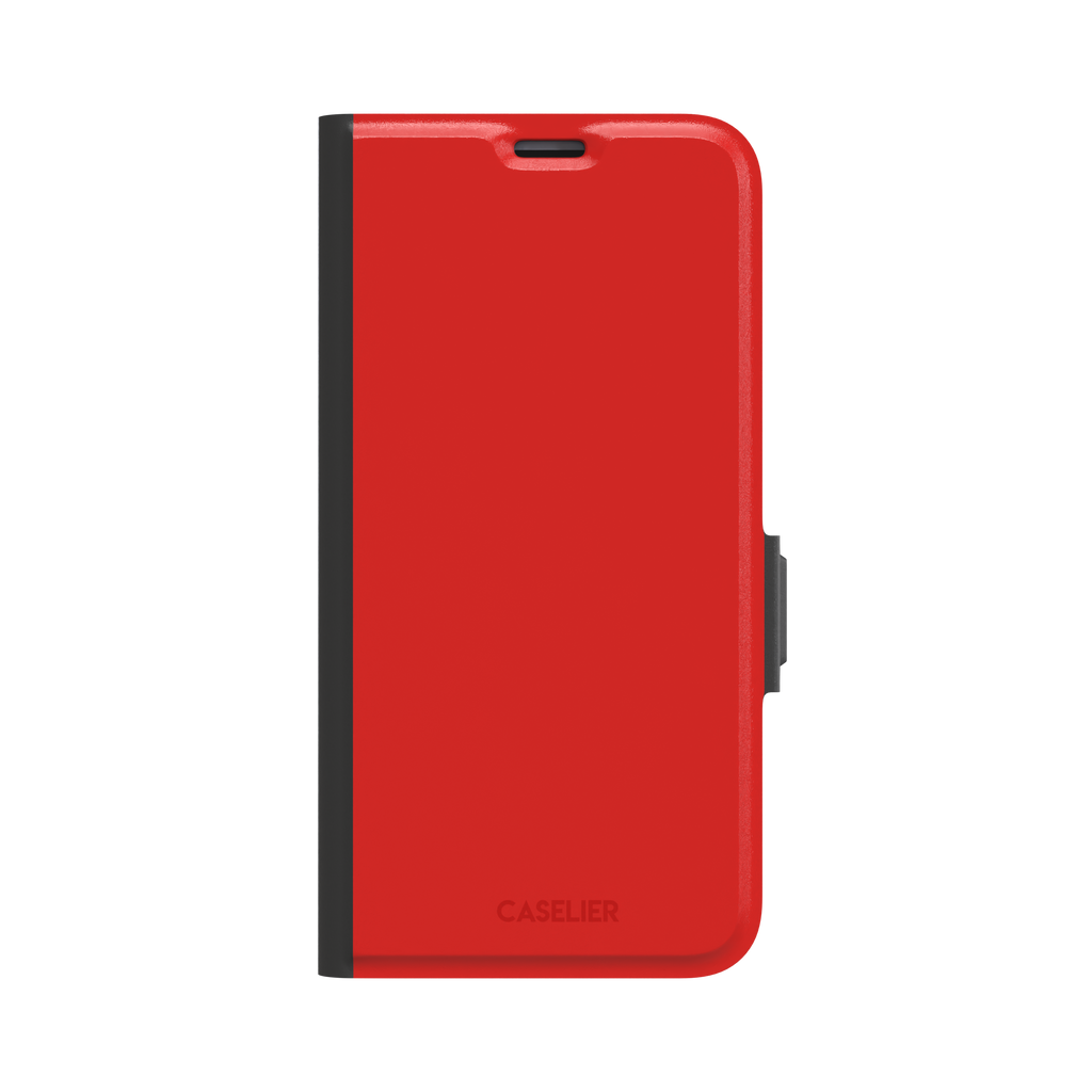 Solid classic red matte phone case color variant, phone case by Caselier — wallet case, front view