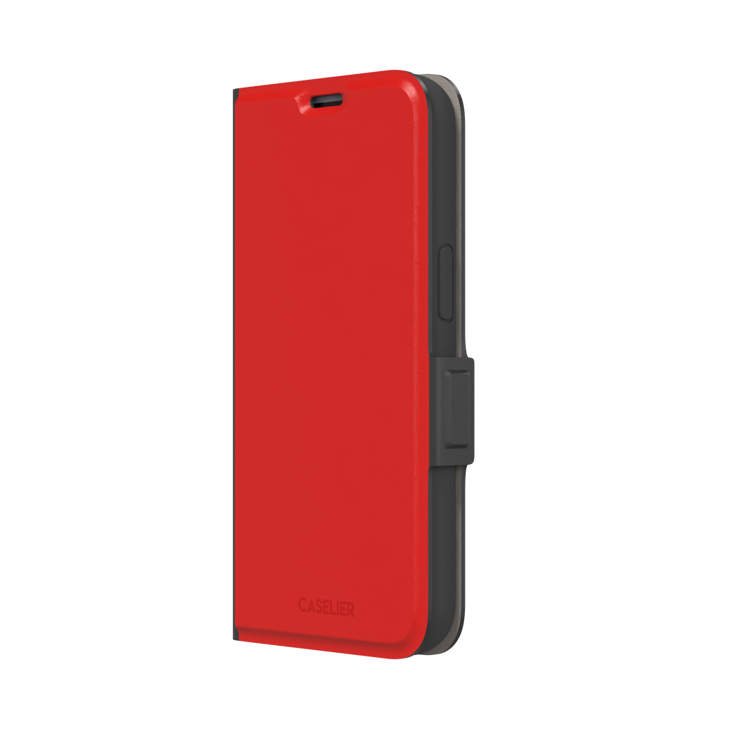 Solid classic red matte phone case color variant, phone case by Caselier — wallet case, right view