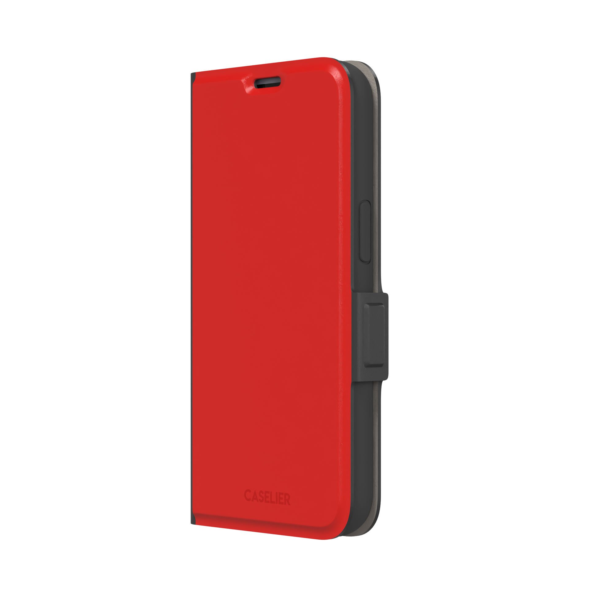 Solid classic red matte phone case color variant, phone case by Caselier — wallet case, right view