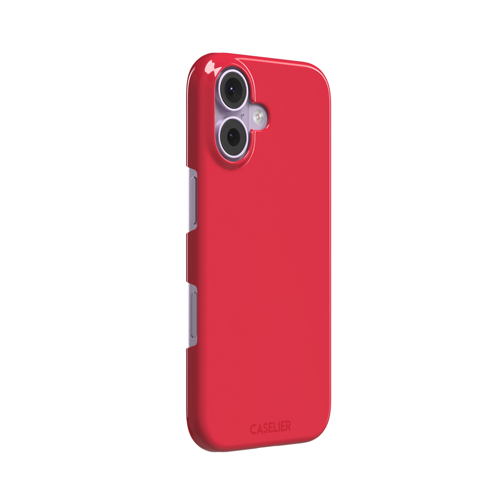 Solid bright true red matte phone case color variant, phone case by Caselier — snap case, left view
