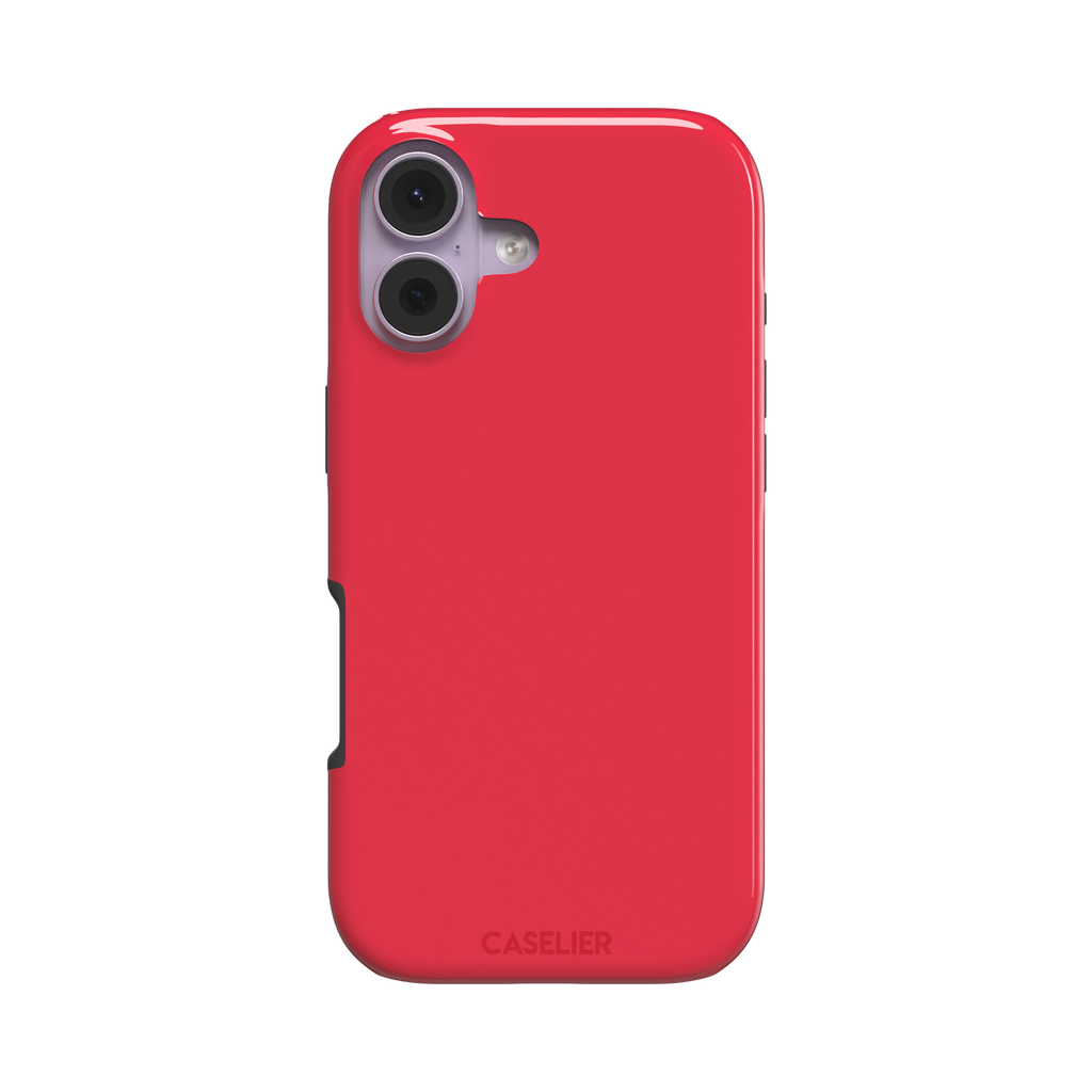 Solid bright true red matte phone case color variant, phone case by Caselier — tough case, front view