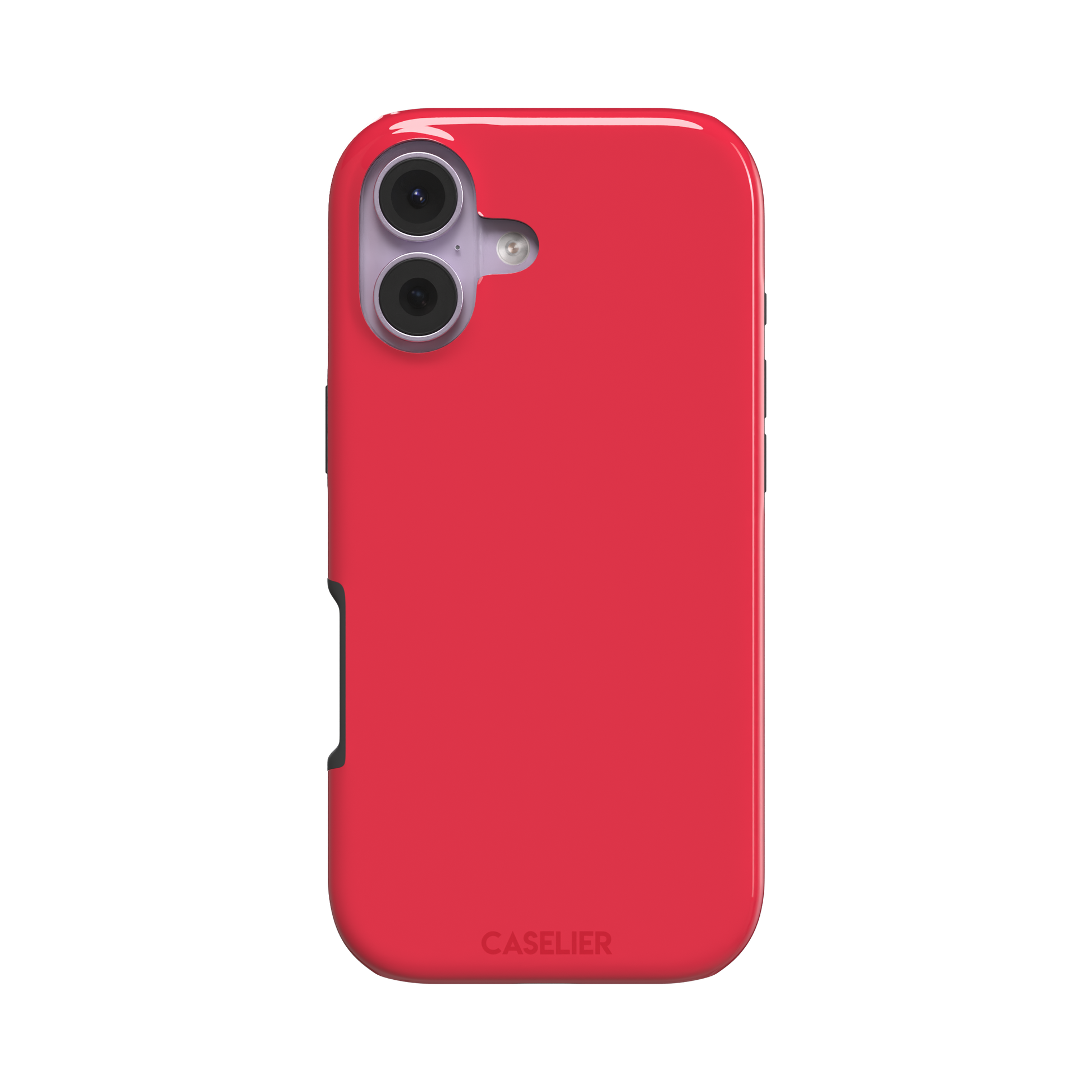 Solid bright true red matte phone case color variant, phone case by Caselier — tough case, front view