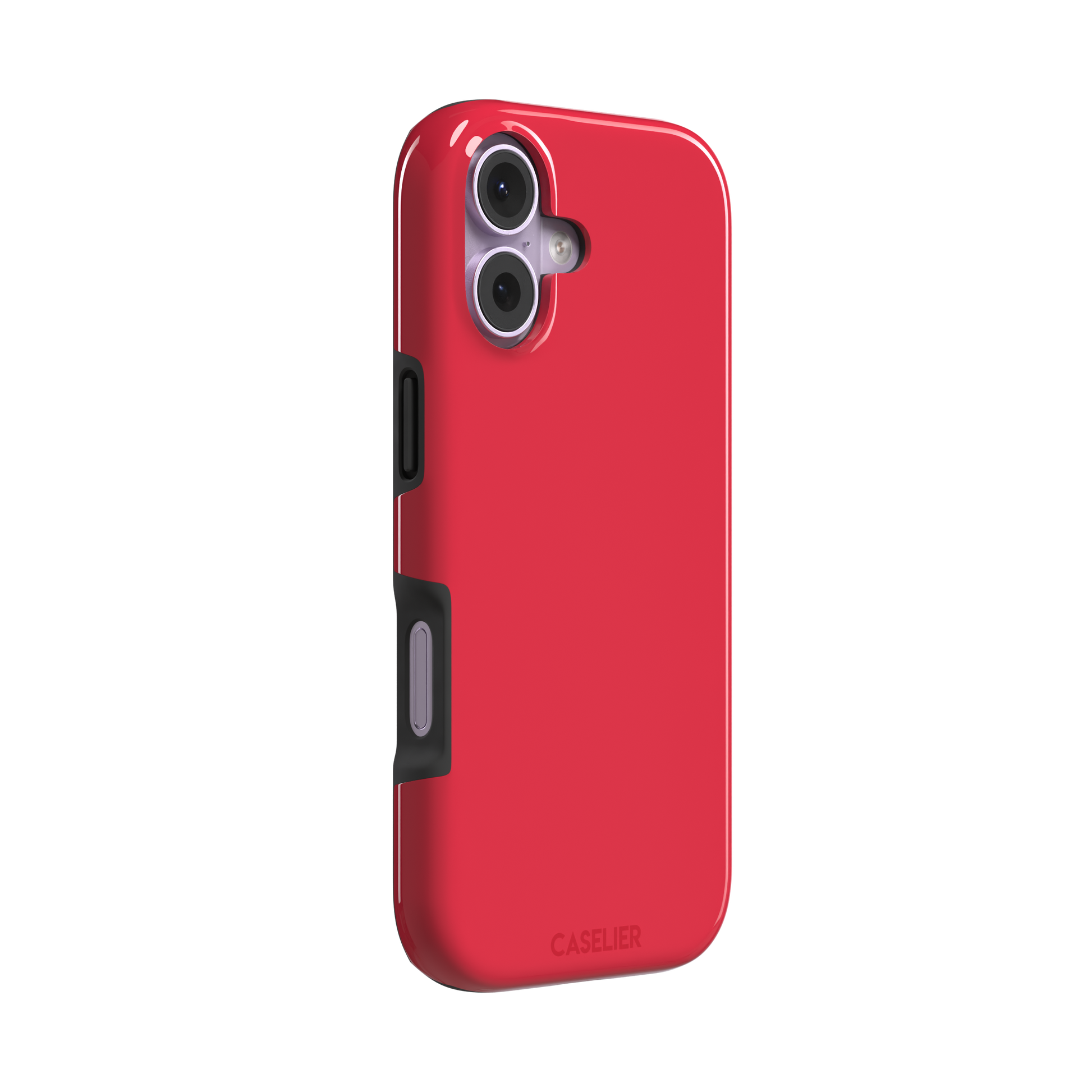 Solid bright true red matte phone case color variant, phone case by Caselier — tough case, left view