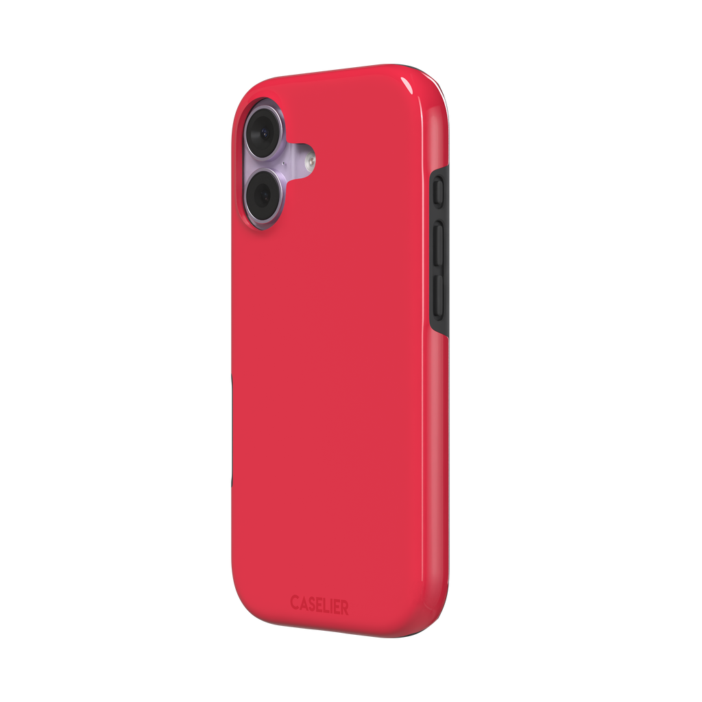 Solid bright true red matte phone case color variant, phone case by Caselier — tough case, right view