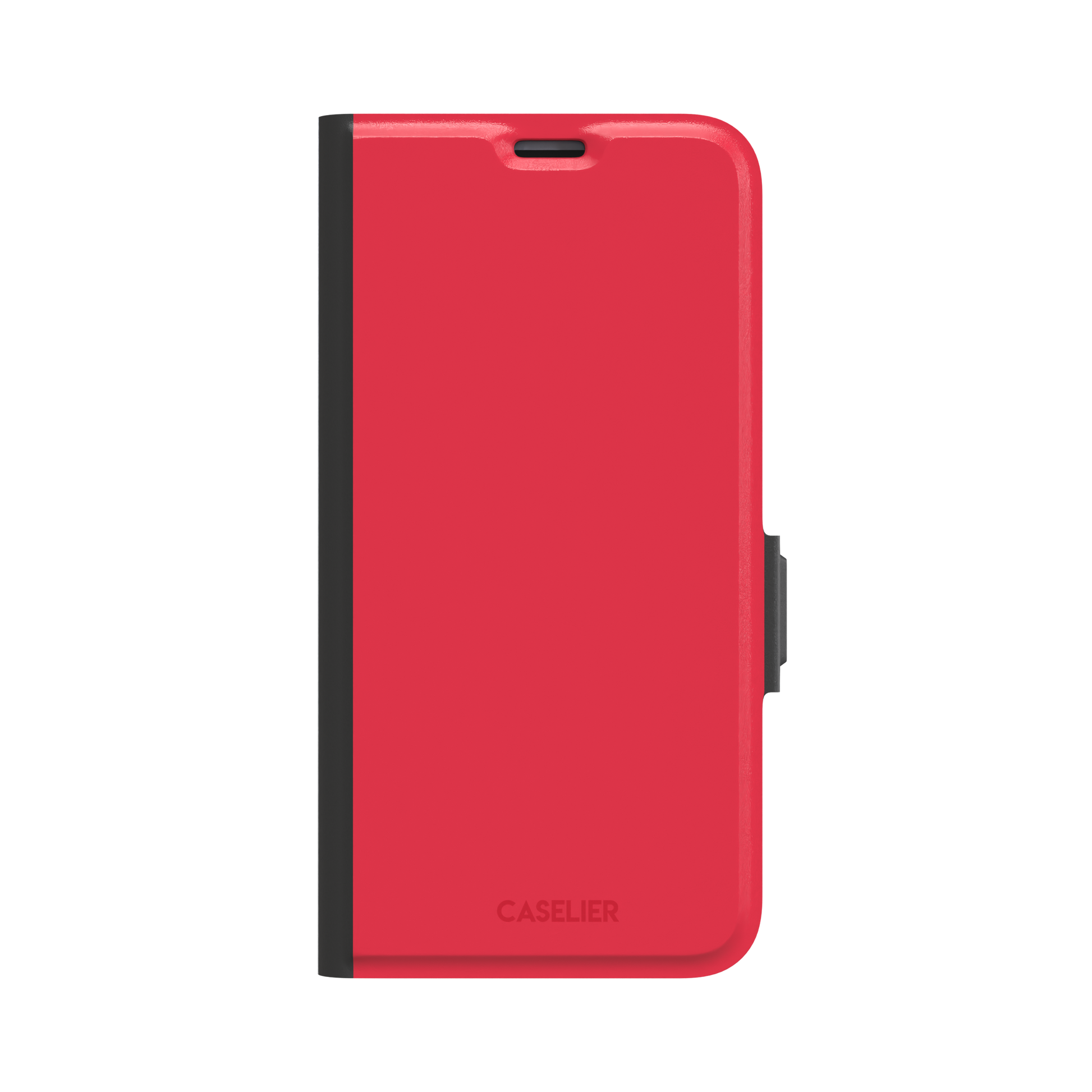 Solid bright true red matte phone case color variant, phone case by Caselier — wallet case, front view