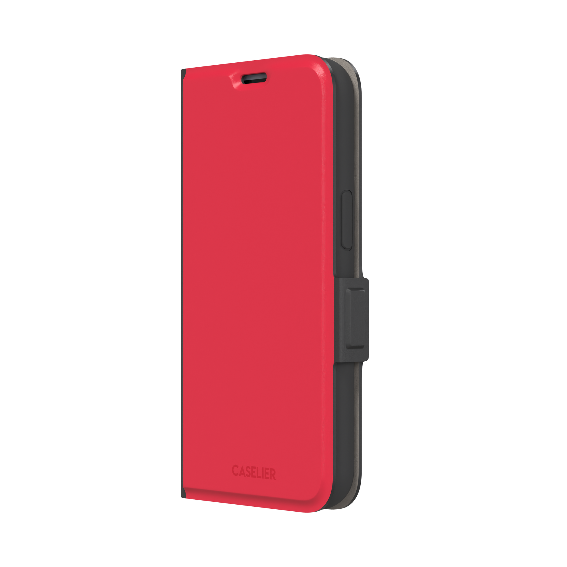 Solid bright true red matte phone case color variant, phone case by Caselier — wallet case, right view