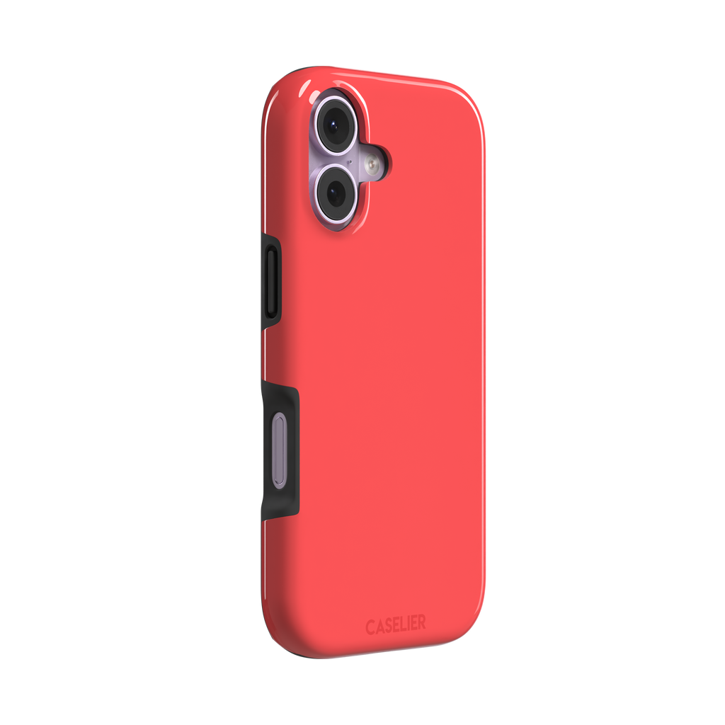Solid coral red matte phone case color variant, phone case by Caselier — tough case, left view