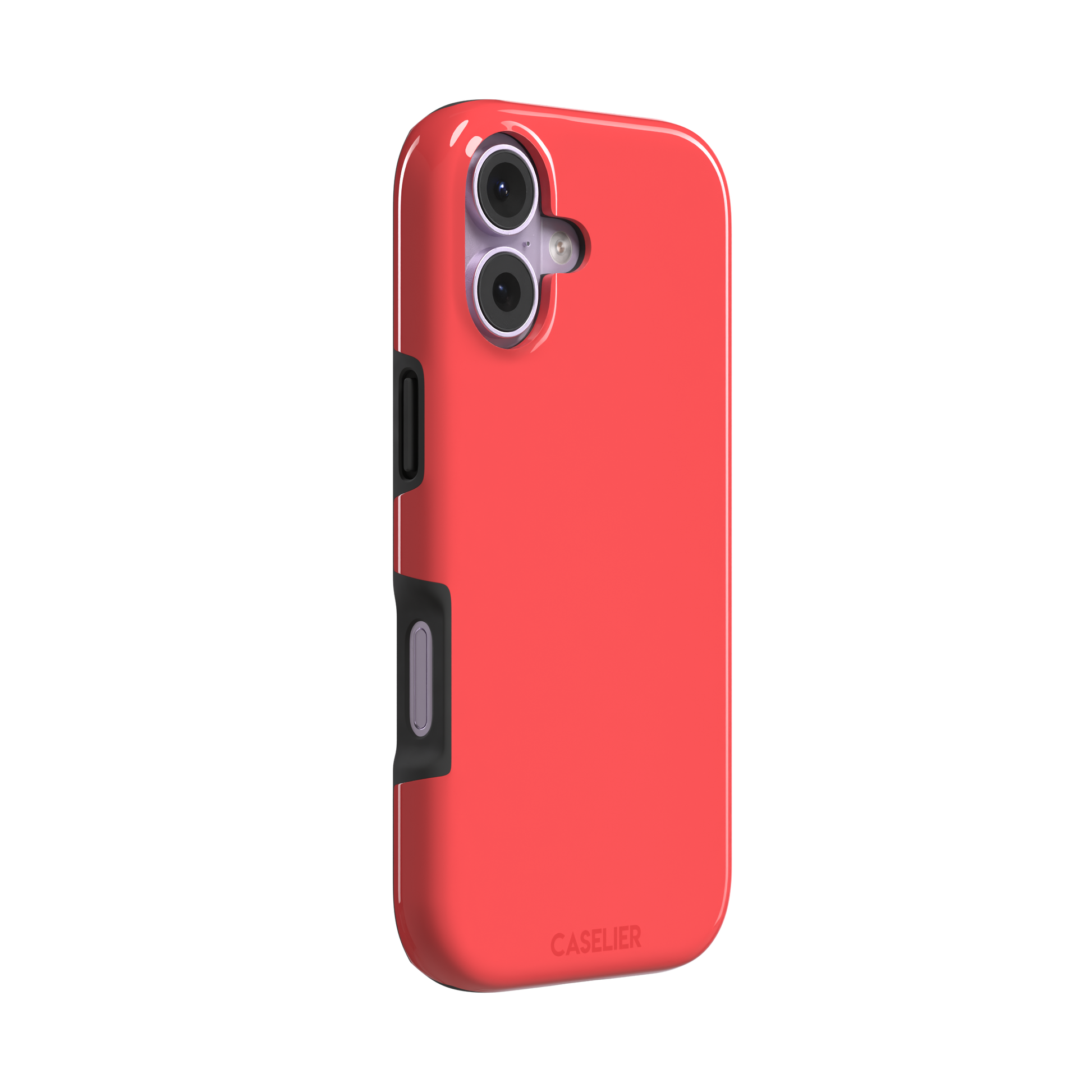 Solid coral red matte phone case color variant, phone case by Caselier — tough case, left view