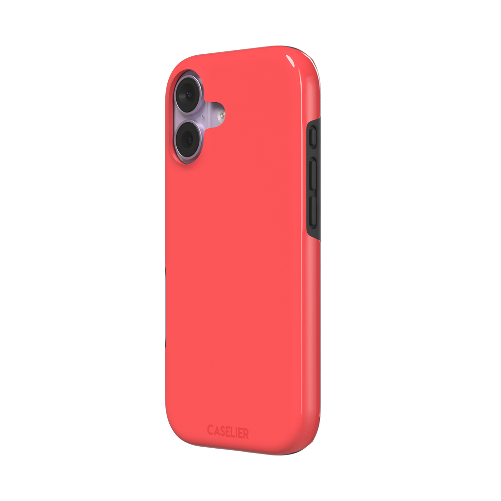 Solid coral red matte phone case color variant, phone case by Caselier — tough case, right view