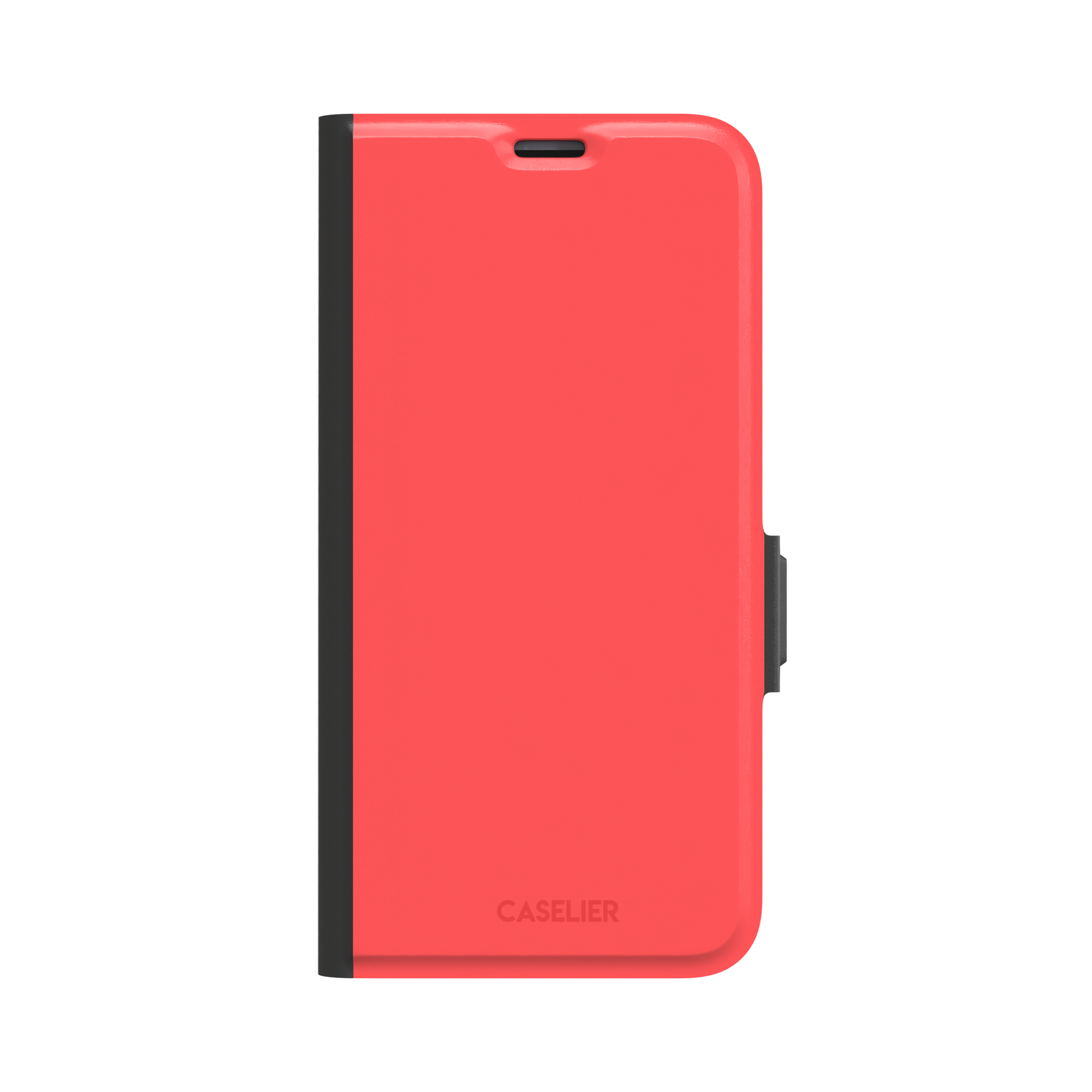 Solid coral red matte phone case color variant, phone case by Caselier — wallet case, front view