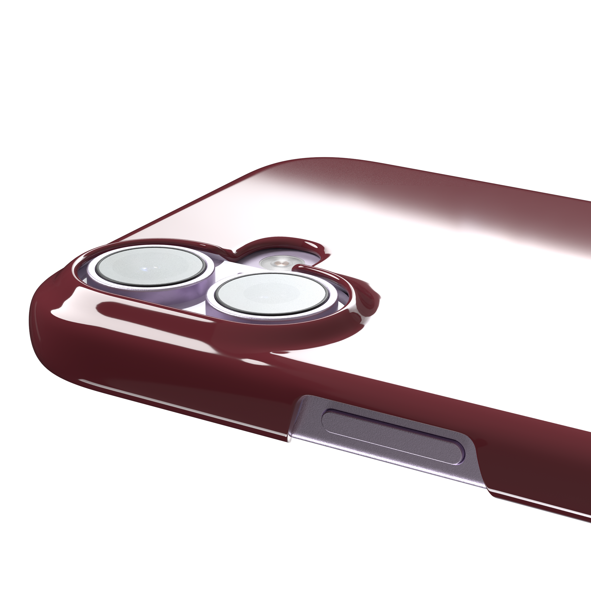 Solid wine burgundy matte phone case color variant, phone case by Caselier — snap case, volume buttons detail