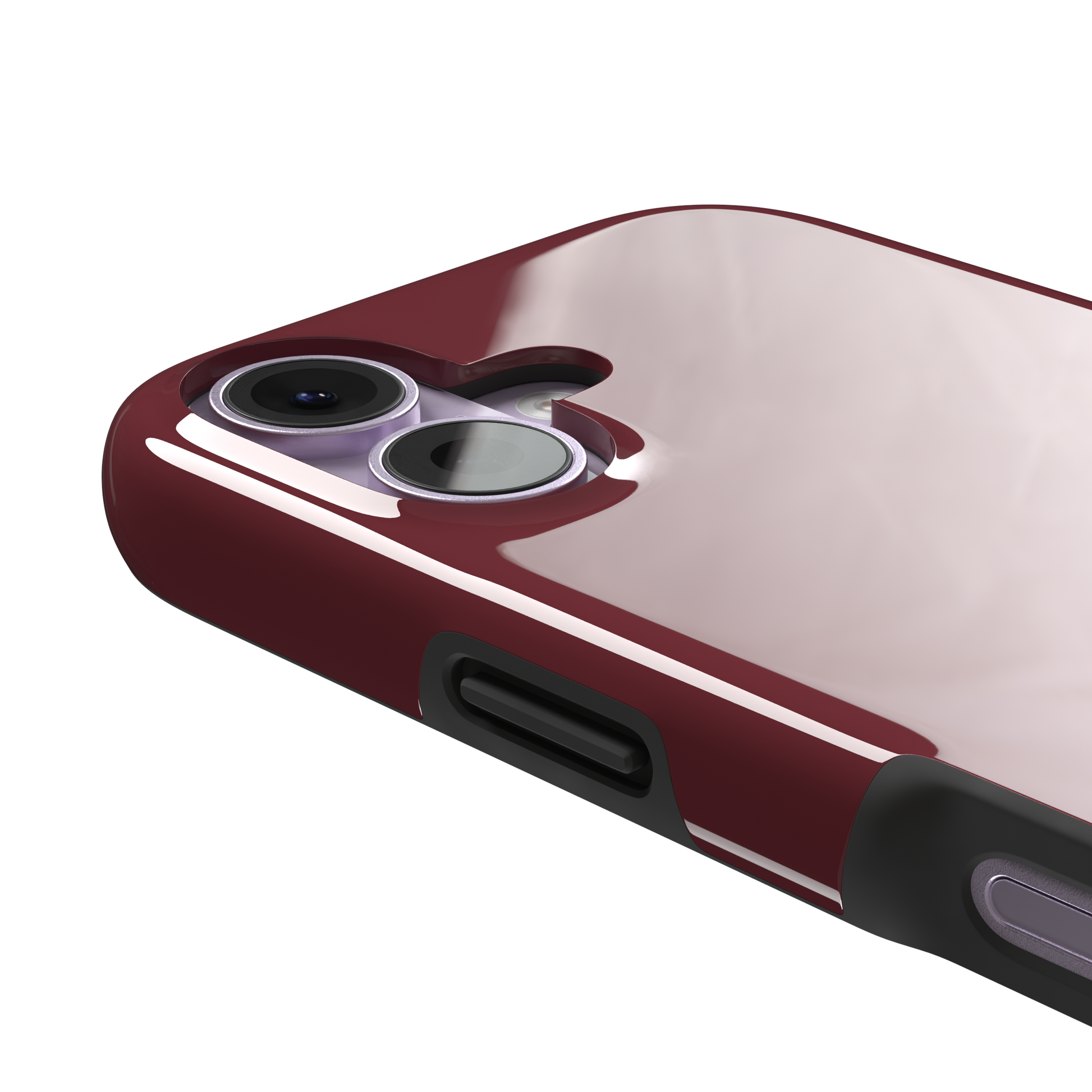 Solid wine burgundy matte phone case color variant, phone case by Caselier — tough case, volume buttons detail