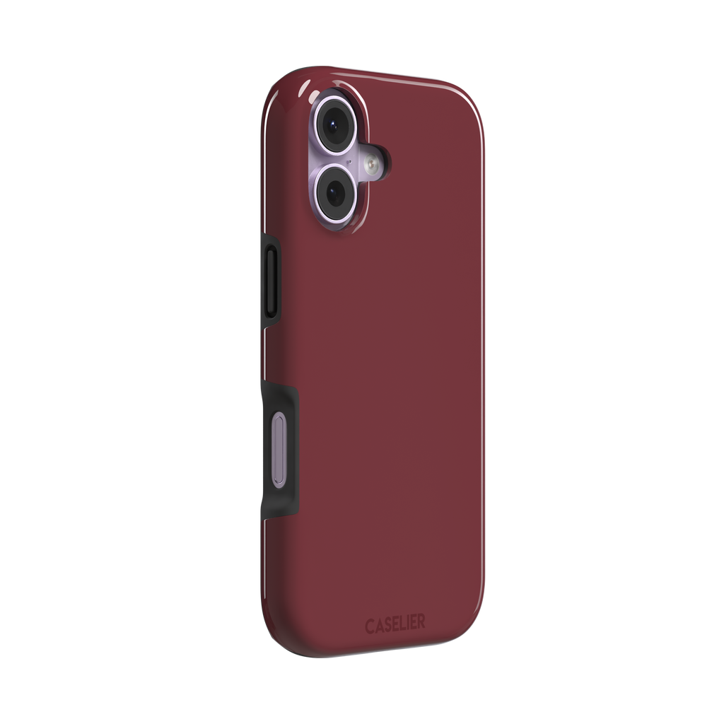 Solid wine burgundy matte phone case color variant, phone case by Caselier — tough case, left view