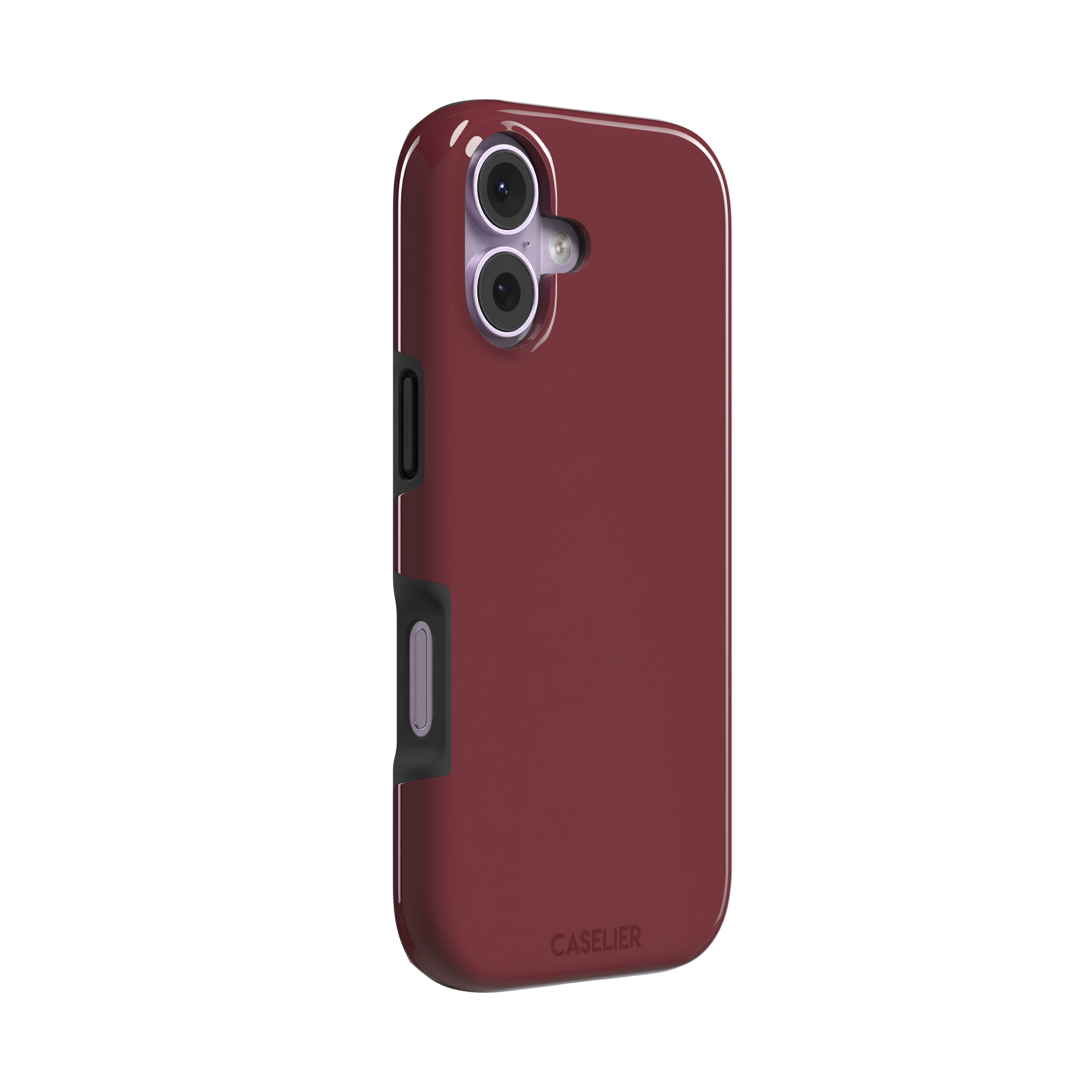 Solid wine burgundy matte phone case color variant, phone case by Caselier — tough case, left view