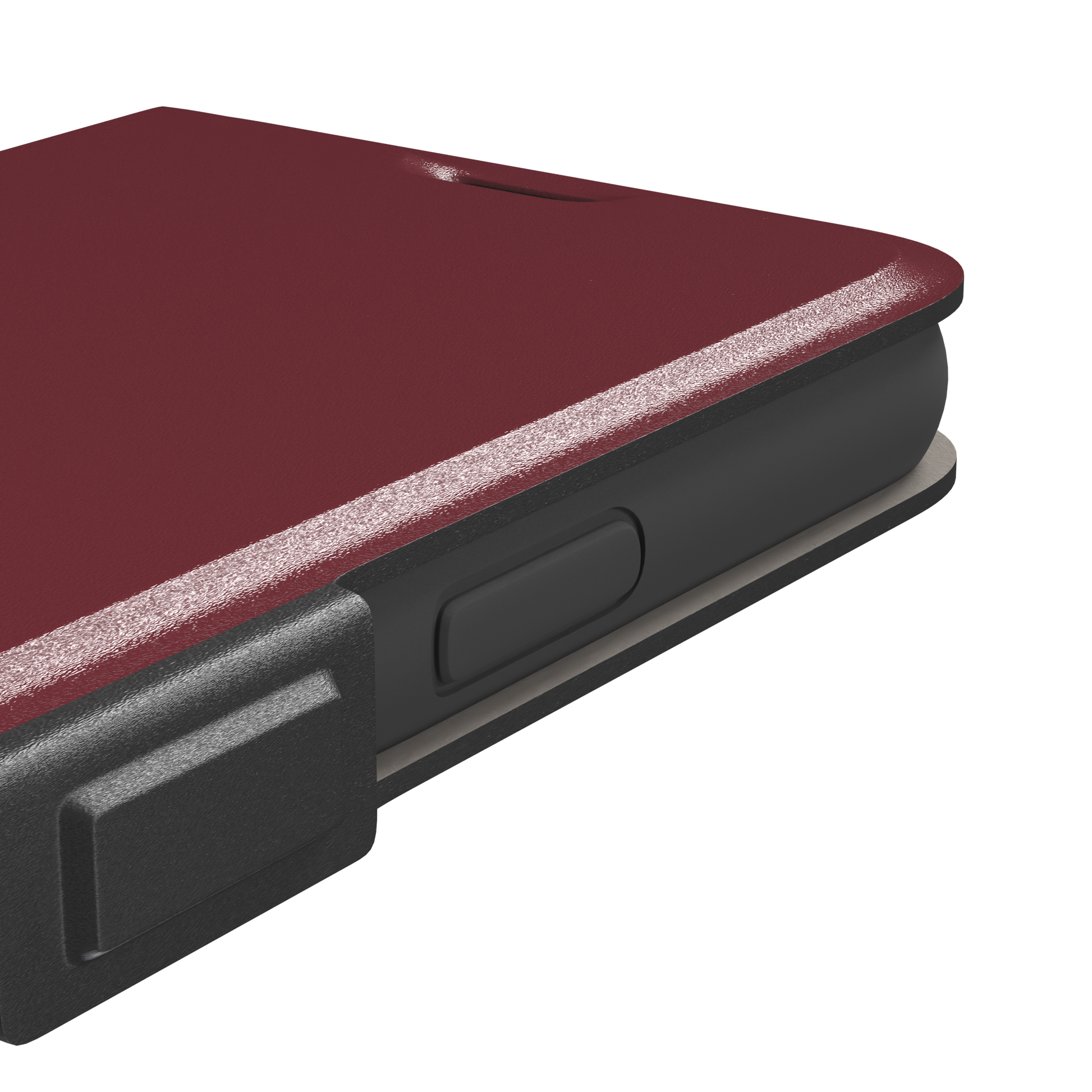 Solid wine burgundy matte phone case color variant, phone case by Caselier — wallet case, volume buttons detail