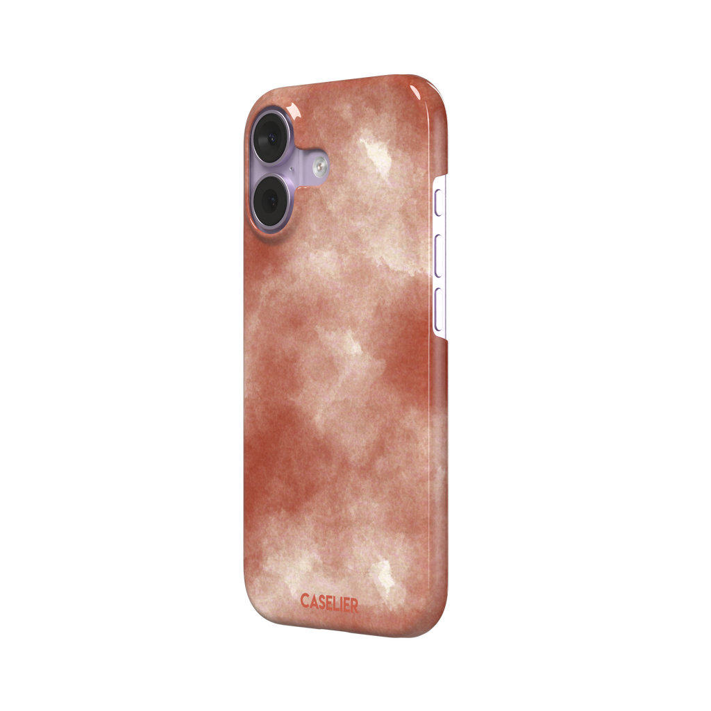 Red watercolor phone case with soft terracotta and cream cloud-like wash pattern, phone case by Caselier — snap case, right view