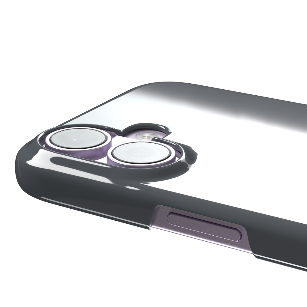 Grey phone case featuring a cute cartoon sloth hanging from a brown and beige umbrella with a teal handle, phone case by Caselier — snap case, volume buttons detail