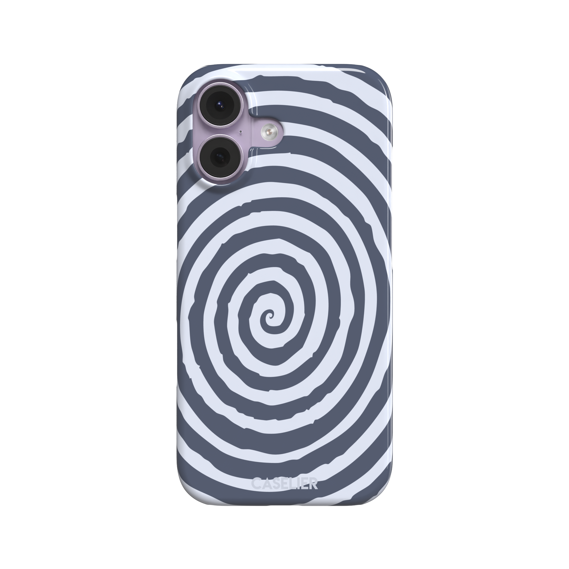Slate blue and pale lavender concentric spiral phone case color variant, phone case by Caselier — snap case, front view