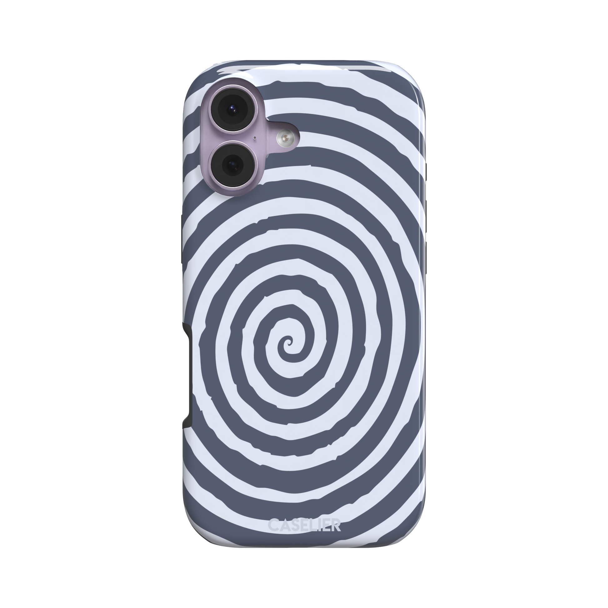 Slate blue and pale lavender concentric spiral phone case color variant, phone case by Caselier — tough case, front view