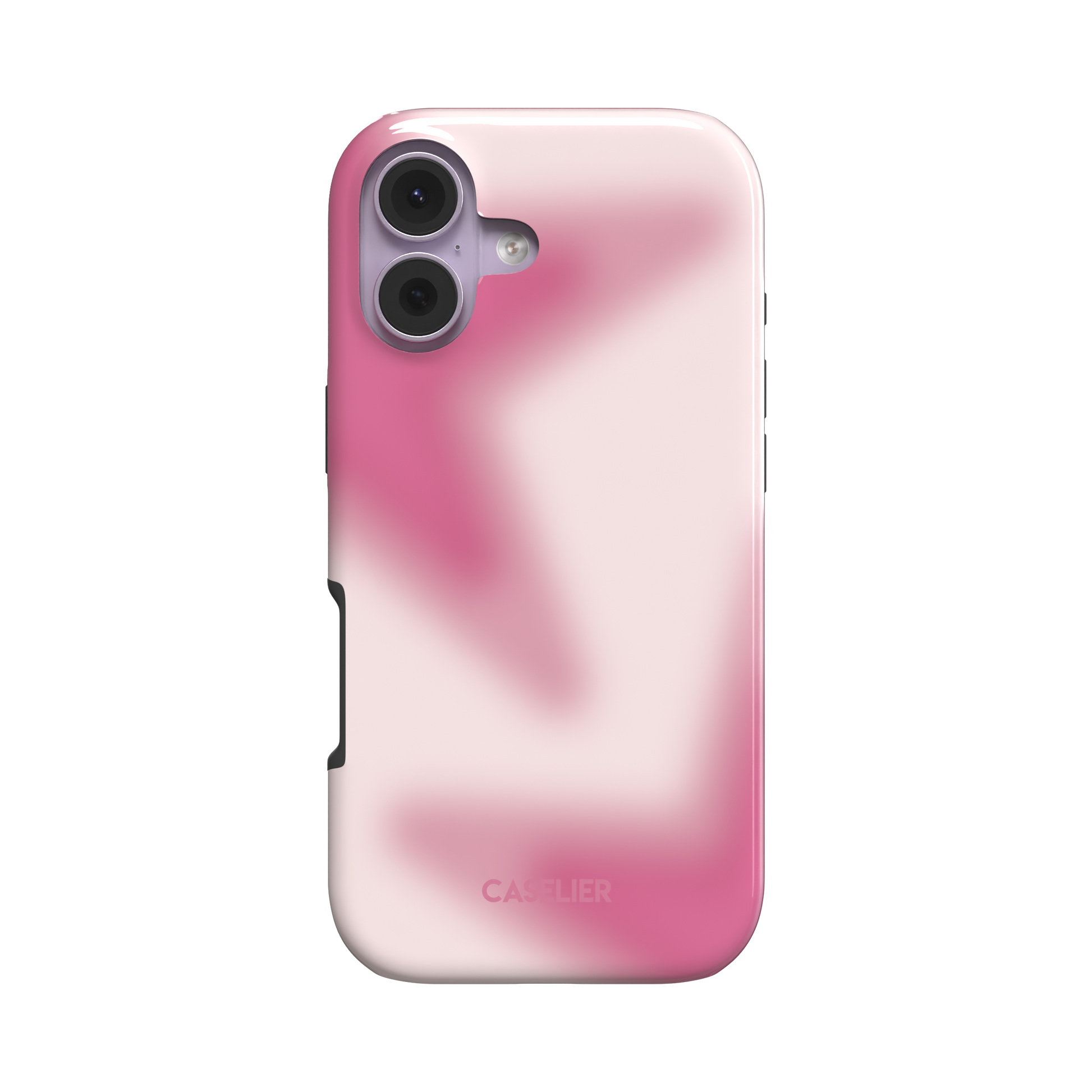 Stars Blur phone case in pink — deep rose and blush gradient with hazy star shapes, tough dual-layer snap case style, rear view on white background, phone case by Caselier - tough case, front view | Caselier