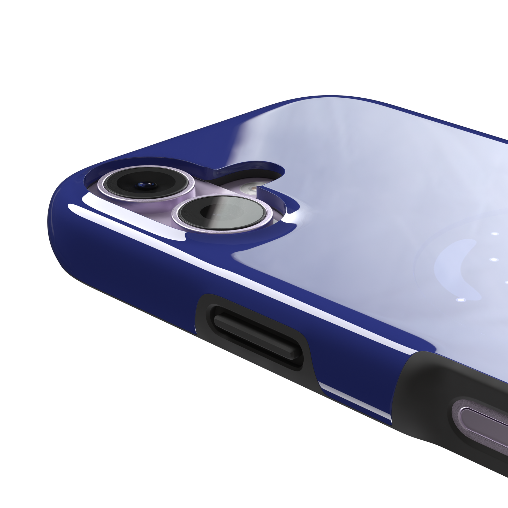 Starsigns phone case showing the Taurus constellation as a glowing white diagonal star map inside a blue orb on a cobalt blue case, phone case by Caselier — tough case, volume buttons detail
