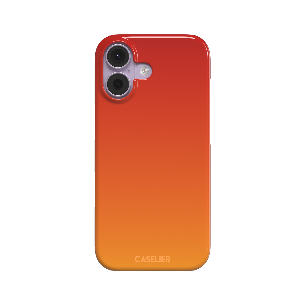 Sunset phone case with a smooth red to orange gradient, part of the Memories of Summer collection — snap case, front view