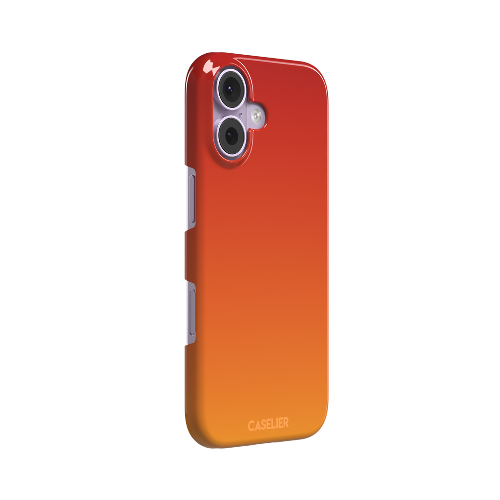 Sunset phone case with a smooth red to orange gradient, part of the Memories of Summer collection — snap case, left view