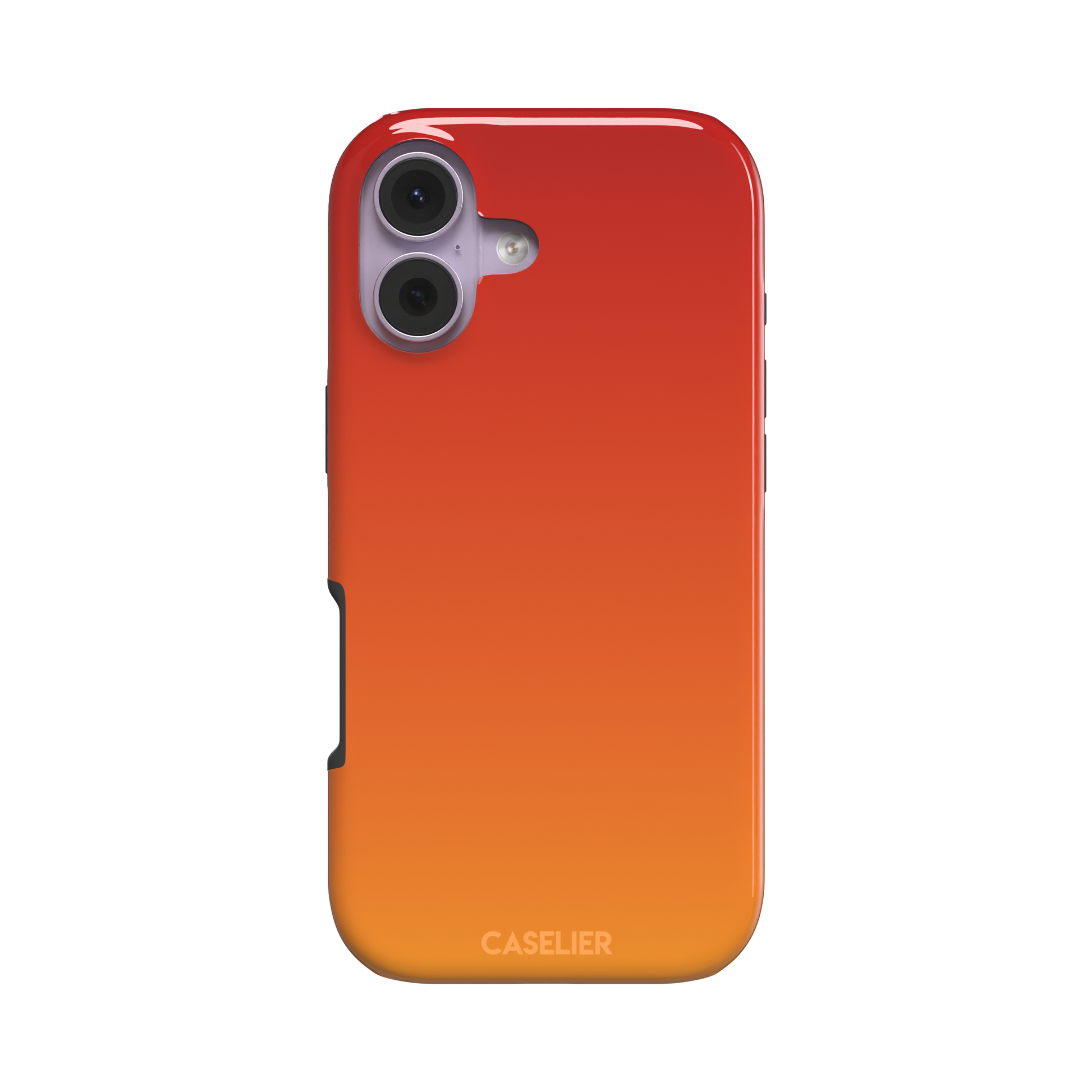 Sunset phone case with a smooth red to orange gradient, part of the Memories of Summer collection — tough case, front view