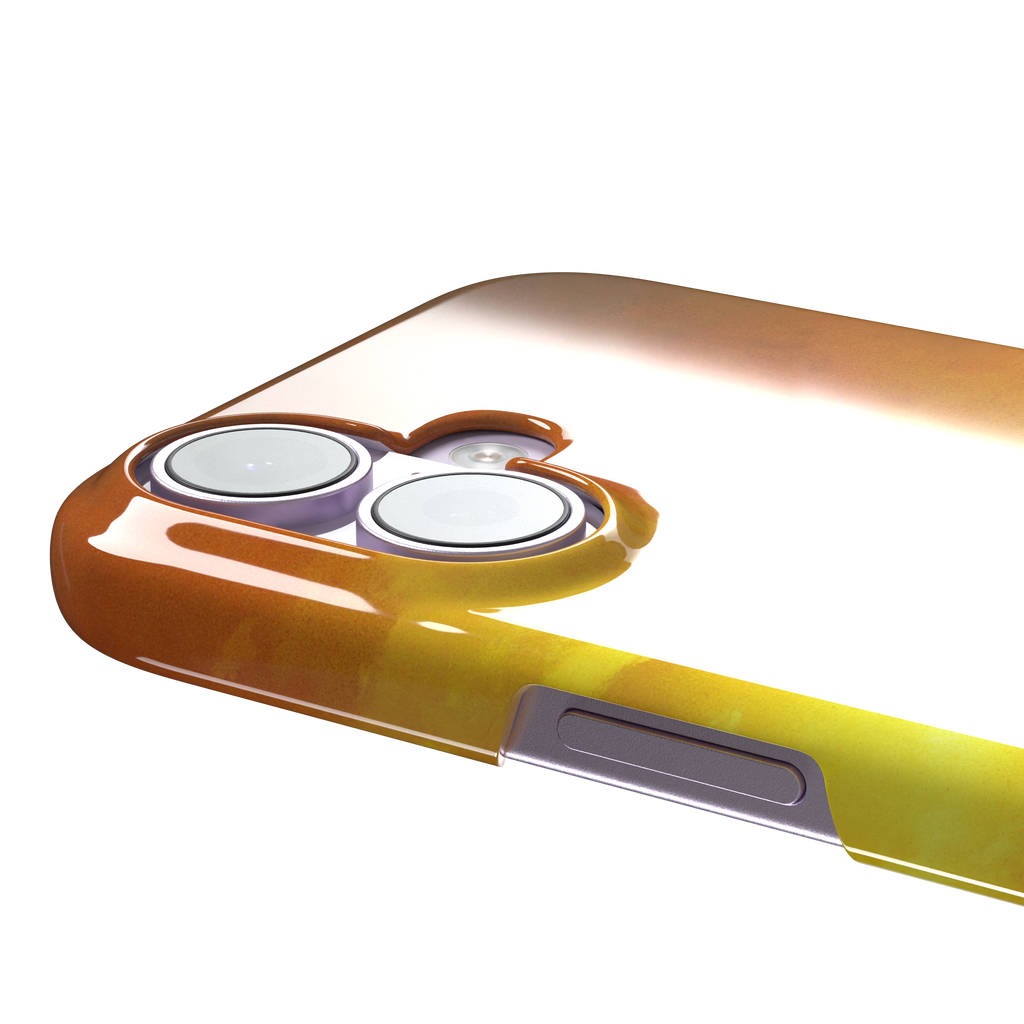 The Ninth Wave by Ivan Aivazovsky phone case featuring a fiery amber and orange storm sky above dark churning teal waves, painted in expressive Romantic brushwork — snap case, volume buttons detail
