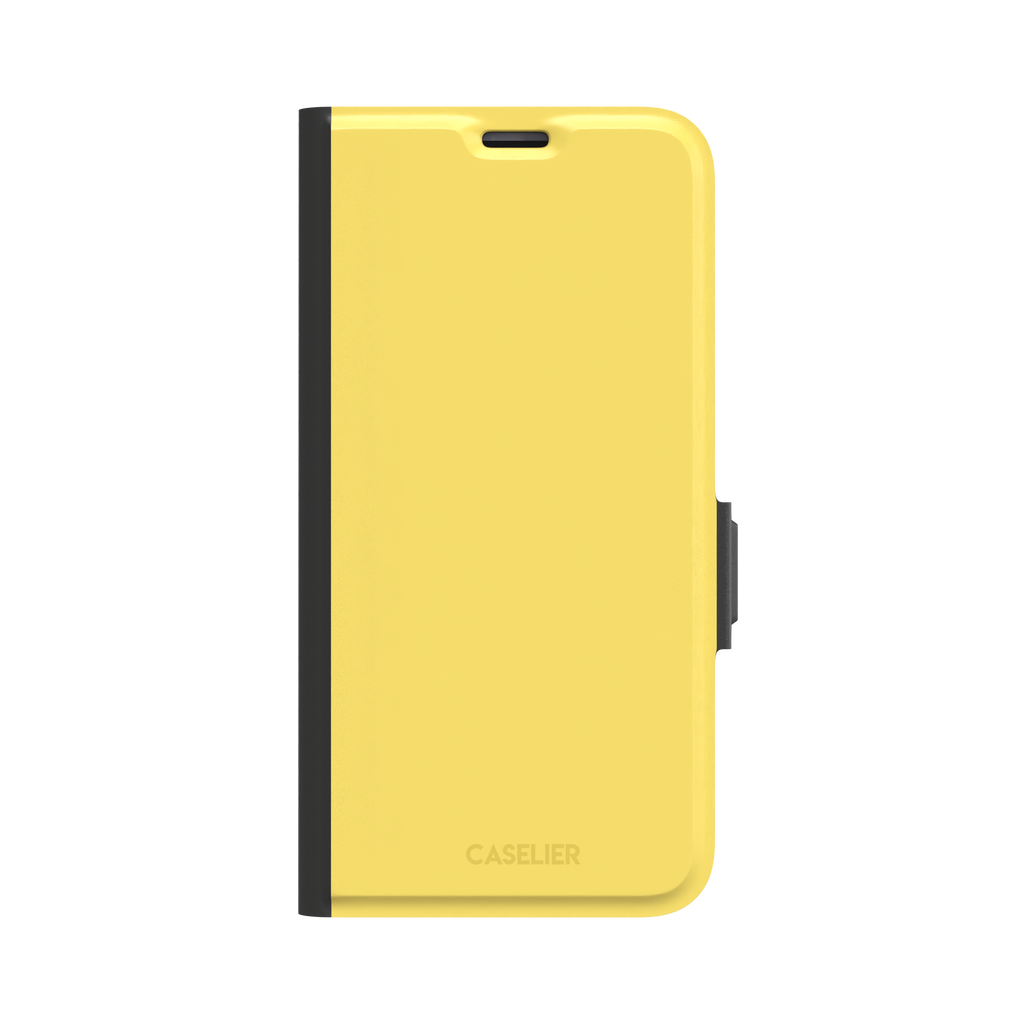 Solid warm yellow phone case, phone case by Caselier — wallet case, front view