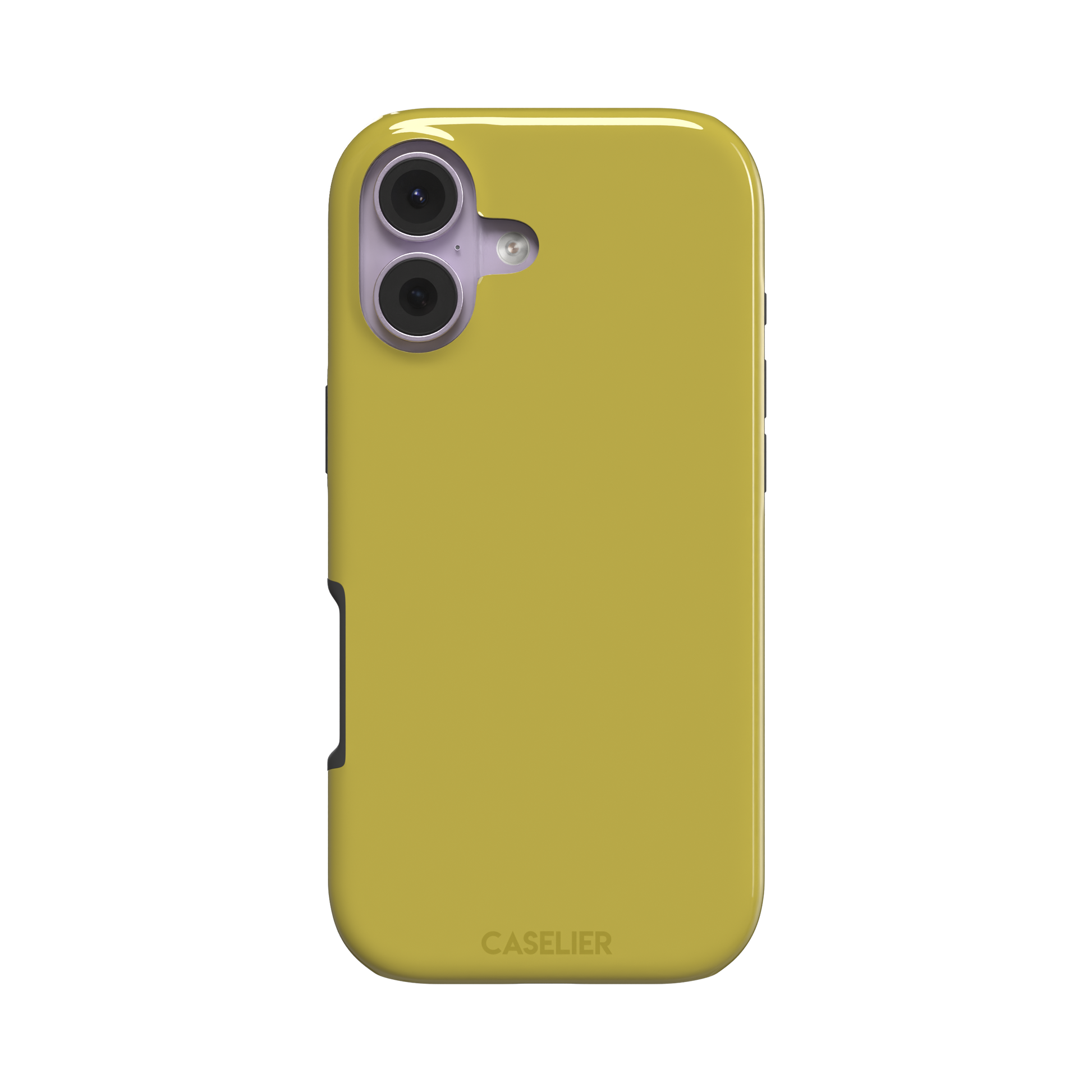 Solid olive-yellow phone case color variant, phone case by Caselier — tough case, front view