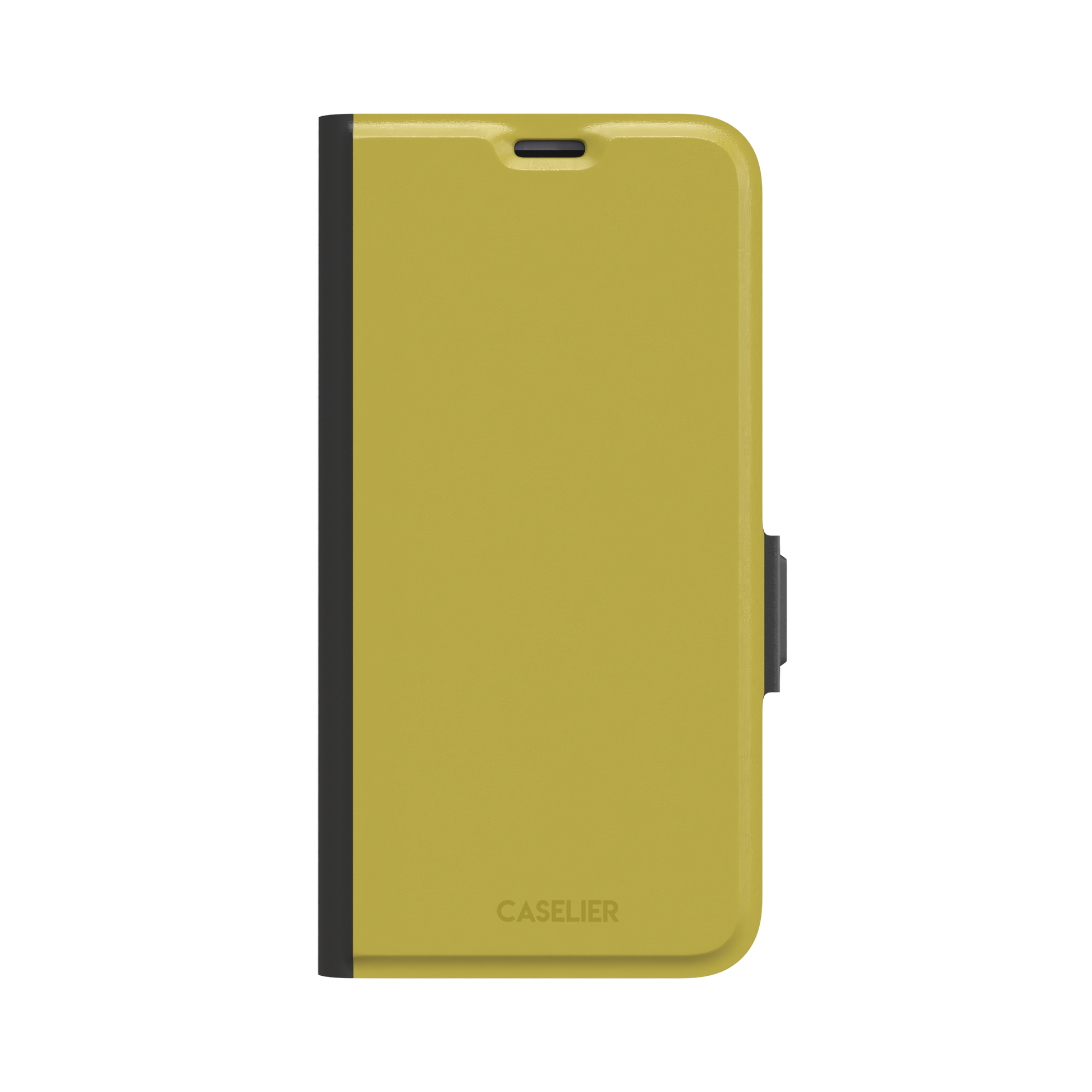 Solid olive-yellow phone case color variant, phone case by Caselier — wallet case, front view