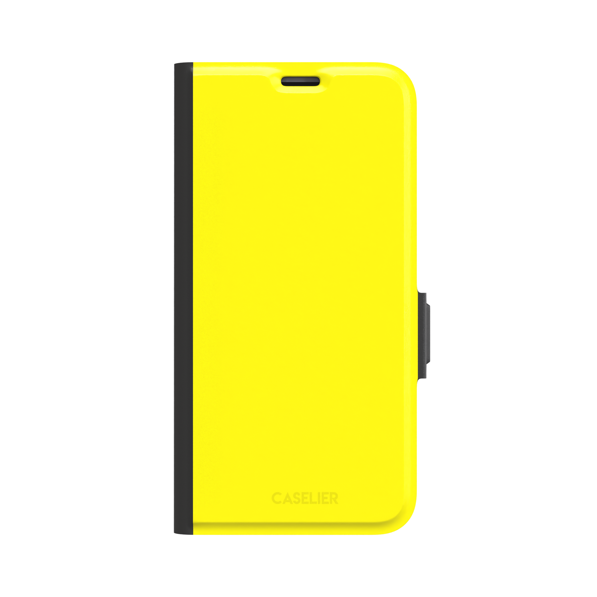 Solid neon yellow phone case color variant, phone case by Caselier — wallet case, front view